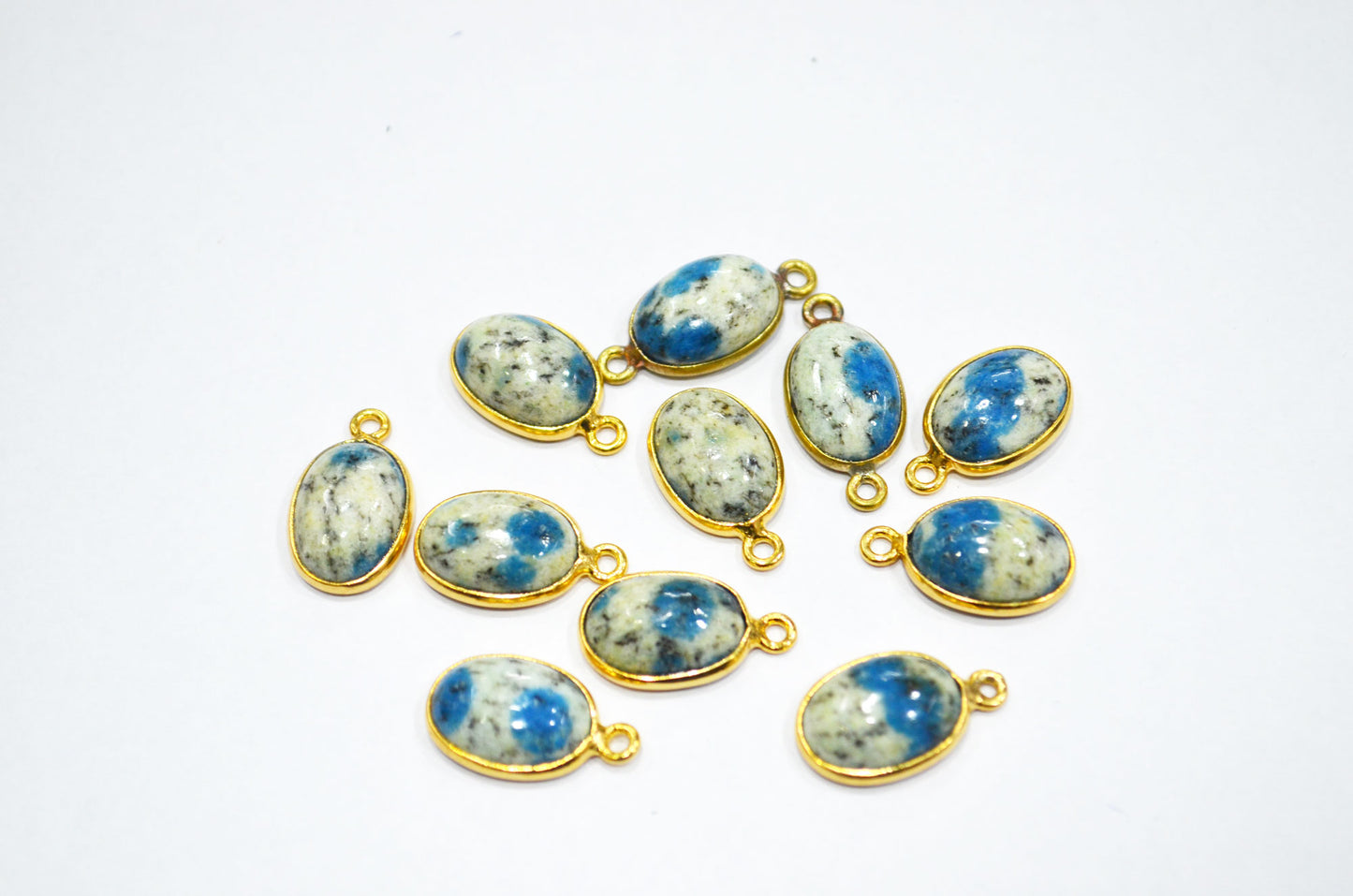 K2 Jasper Smooth Oval Shape Single And Double Bail Connector , Sold By Piece , 10x14 mm , RB-6223