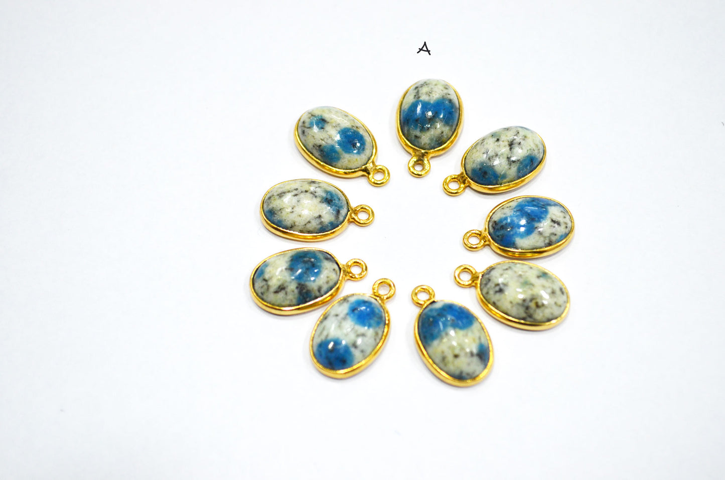 K2 Jasper Smooth Oval Shape Single And Double Bail Connector , Sold By Piece , 10x14 mm , RB-6223
