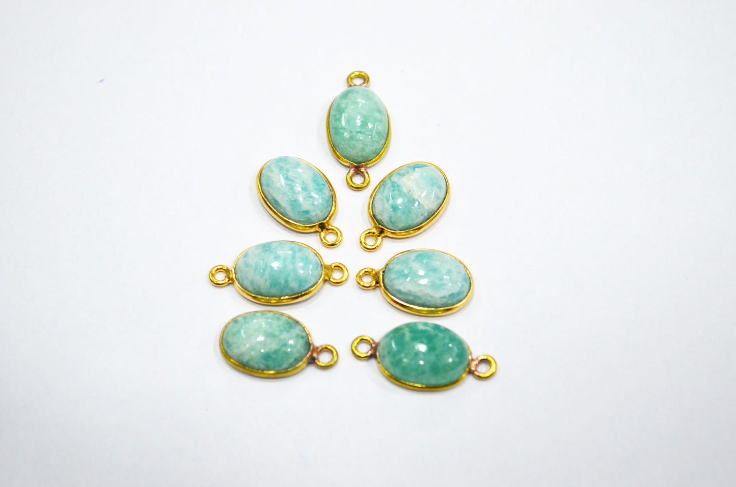 Amazonite Smooth Oval Shape Single And Double Bail Connector , Sold By Piece , 10x14 mm , RB-6224