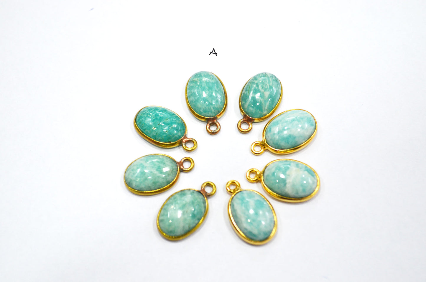 Amazonite Smooth Oval Shape Single And Double Bail Connector , Sold By Piece , 10x14 mm , RB-6224