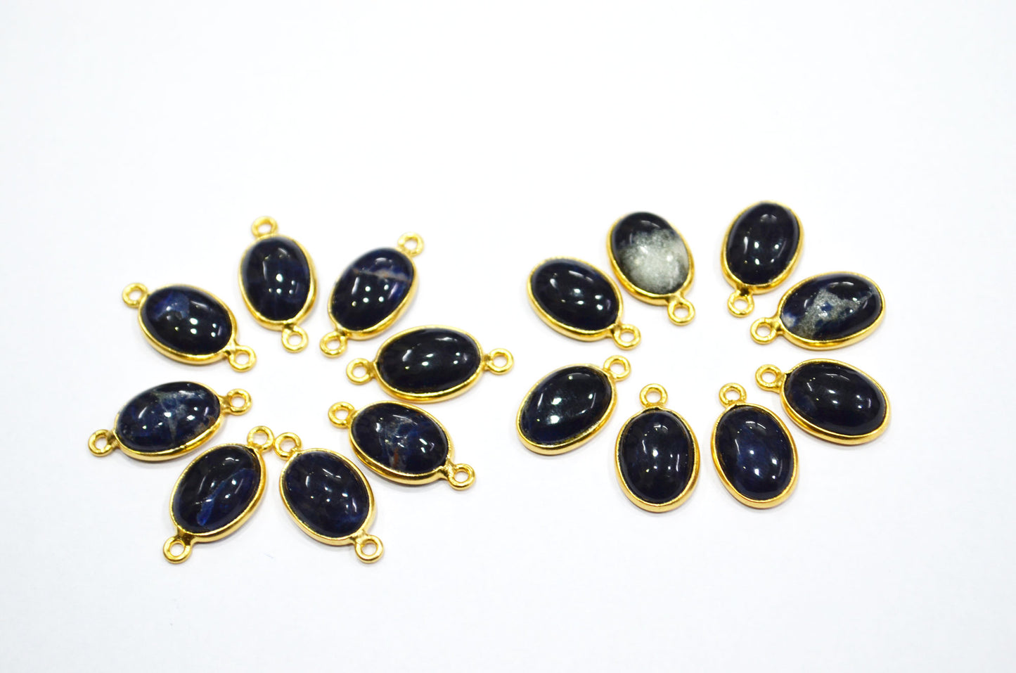 Sodalite Smooth Oval Shape Single And Double Bail Connector , Sold By Piece , 10x14 mm , RB-6225