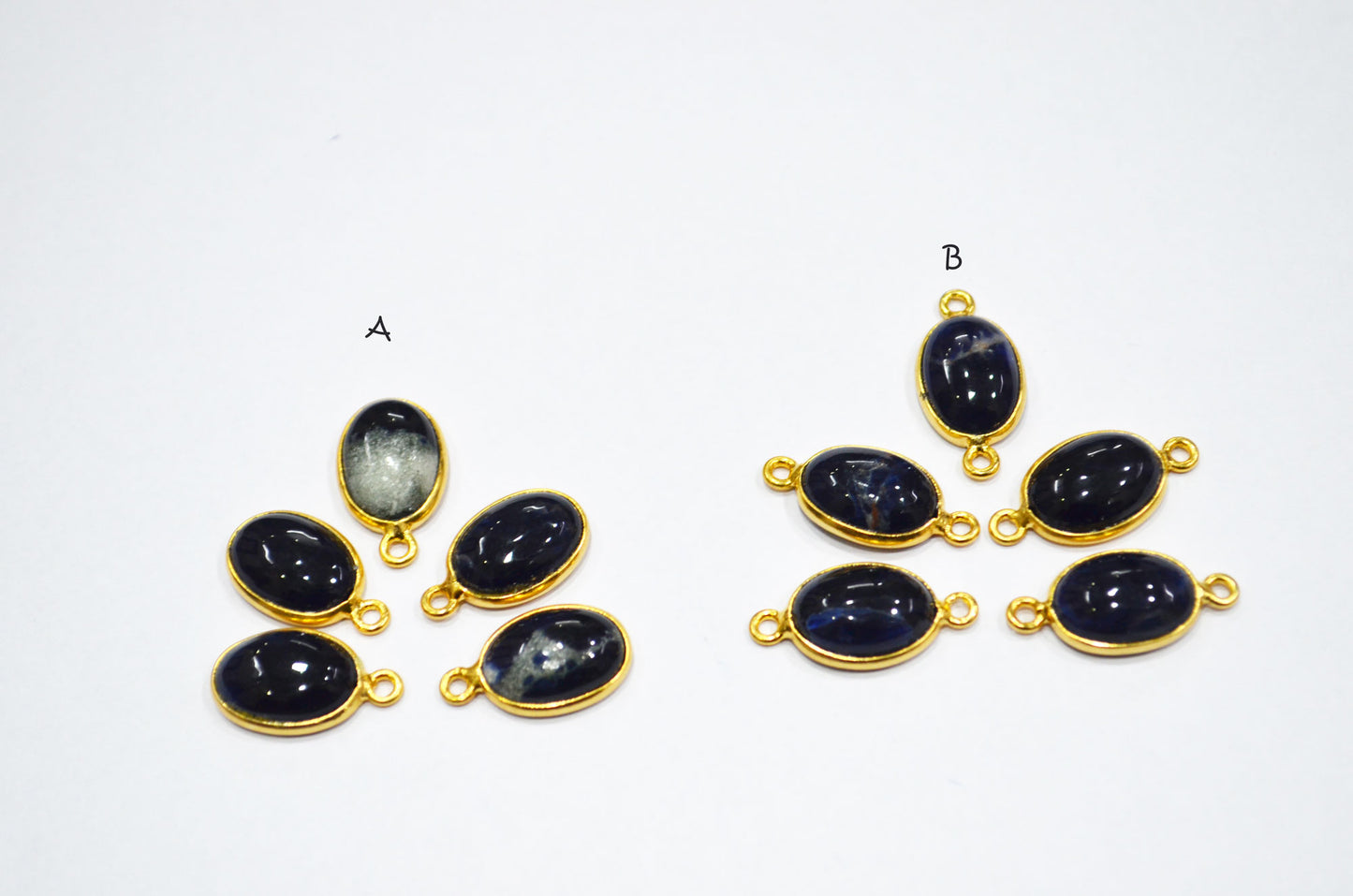 Sodalite Smooth Oval Shape Single And Double Bail Connector , Sold By Piece , 10x14 mm , RB-6225