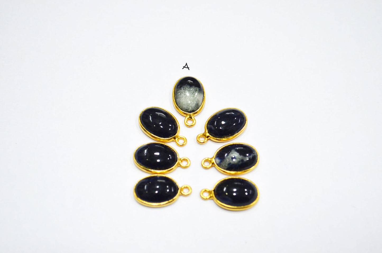Sodalite Smooth Oval Shape Single And Double Bail Connector , Sold By Piece , 10x14 mm , RB-6225