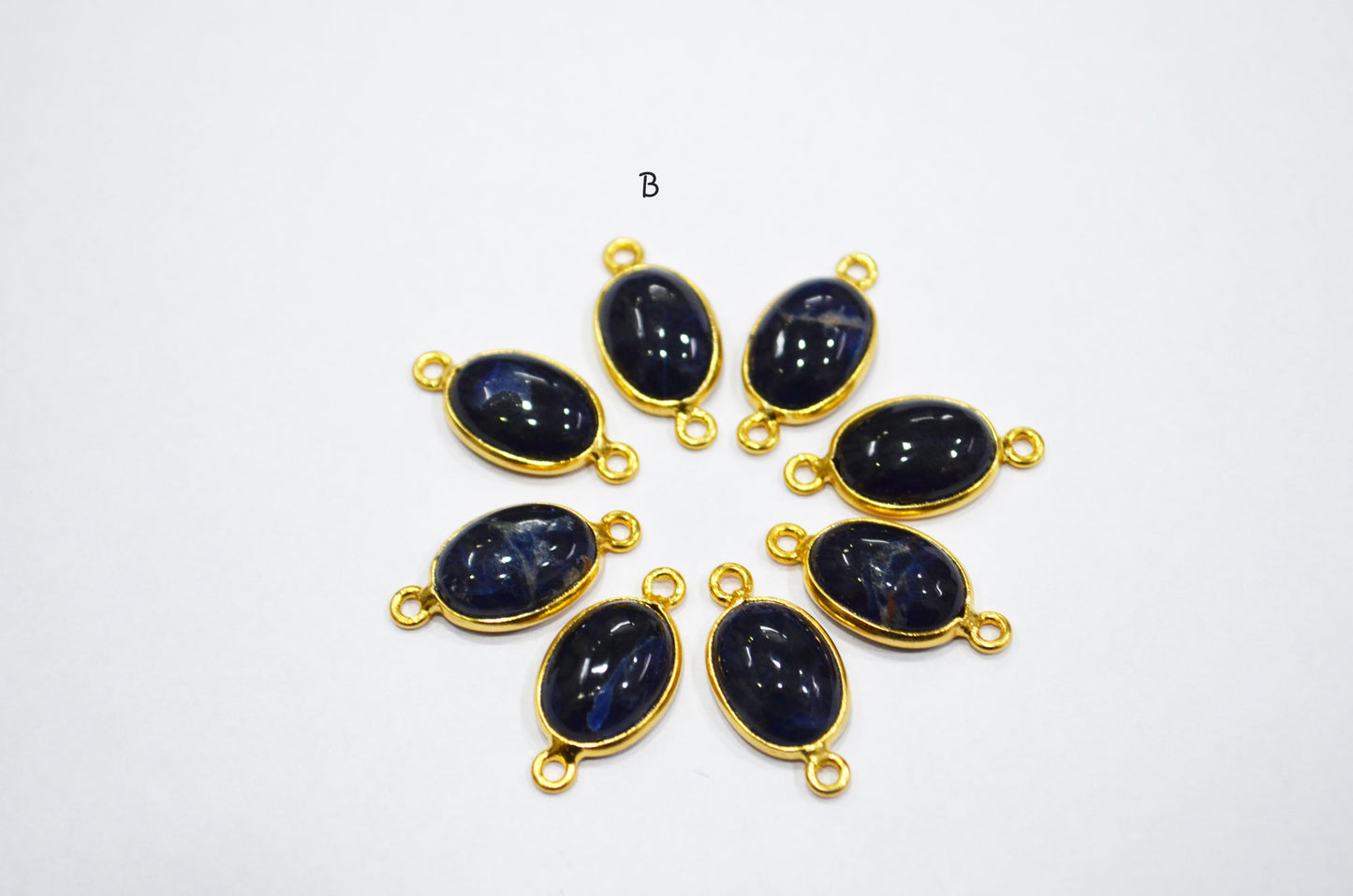 Sodalite Smooth Oval Shape Single And Double Bail Connector , Sold By Piece , 10x14 mm , RB-6225