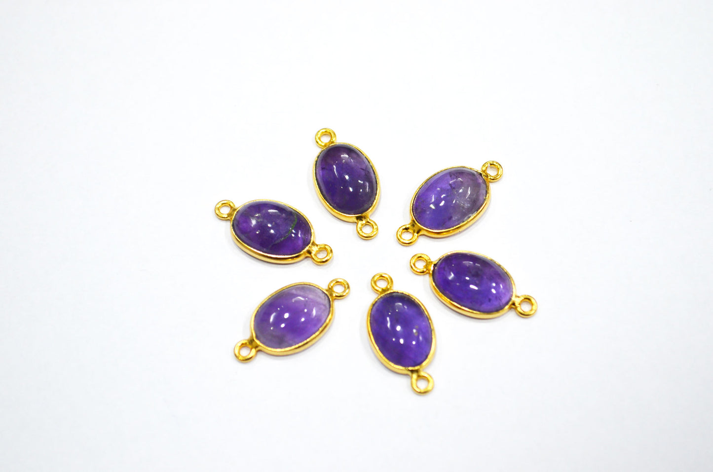 Amethyst Smooth Oval Shape Single And Double Bail Connector , Sold By Piece , 10x14 mm , RB-6226