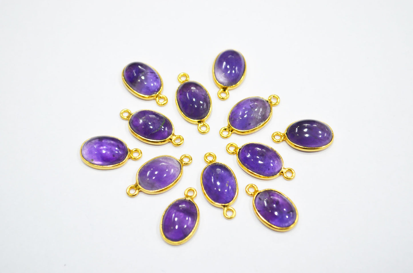 Amethyst Smooth Oval Shape Single And Double Bail Connector , Sold By Piece , 10x14 mm , RB-6226