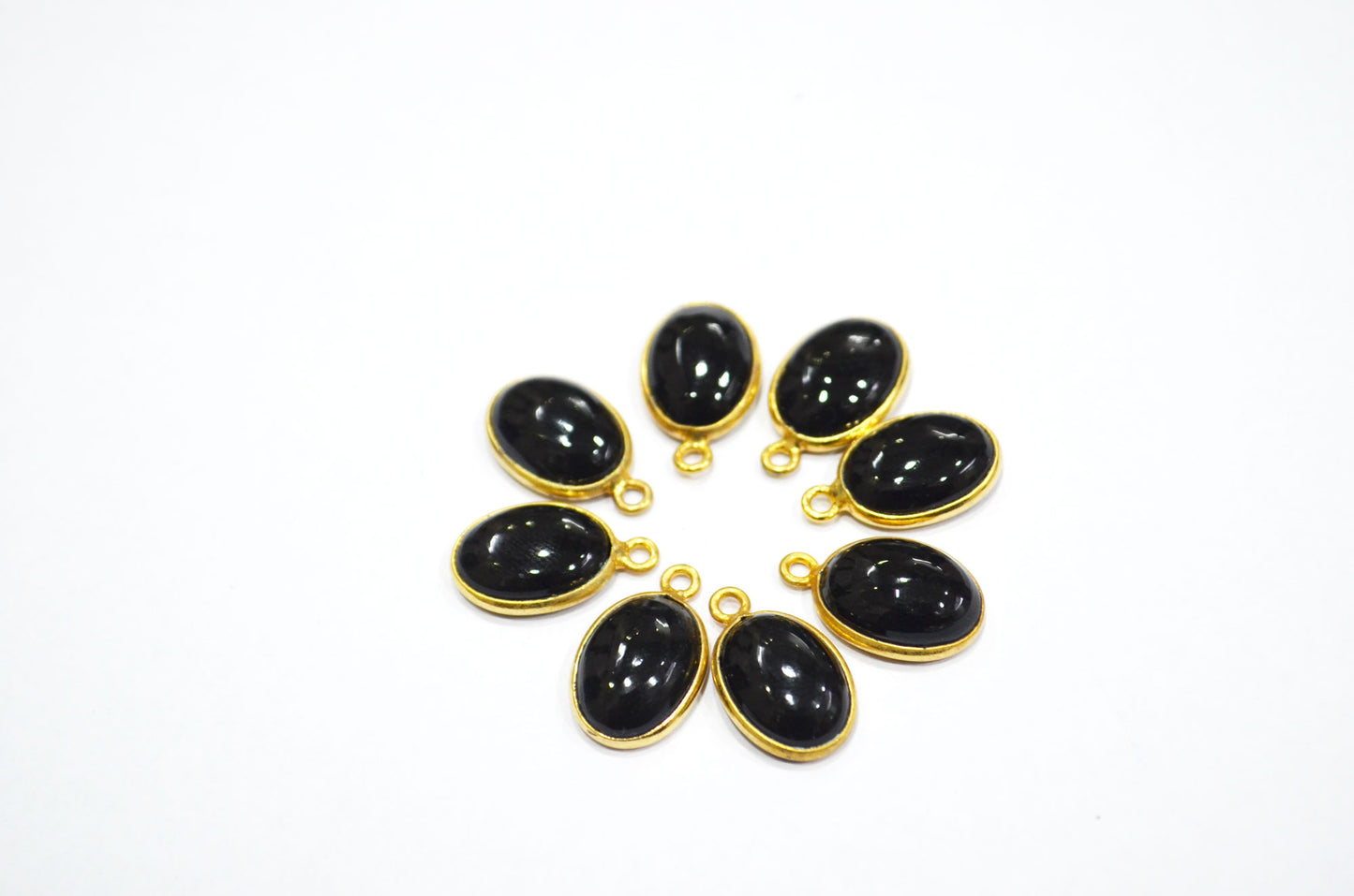 Black Onyx Smooth Oval Shape Single And Double Bail Connector , Sold By Piece , 10x14 mm , RB-6227