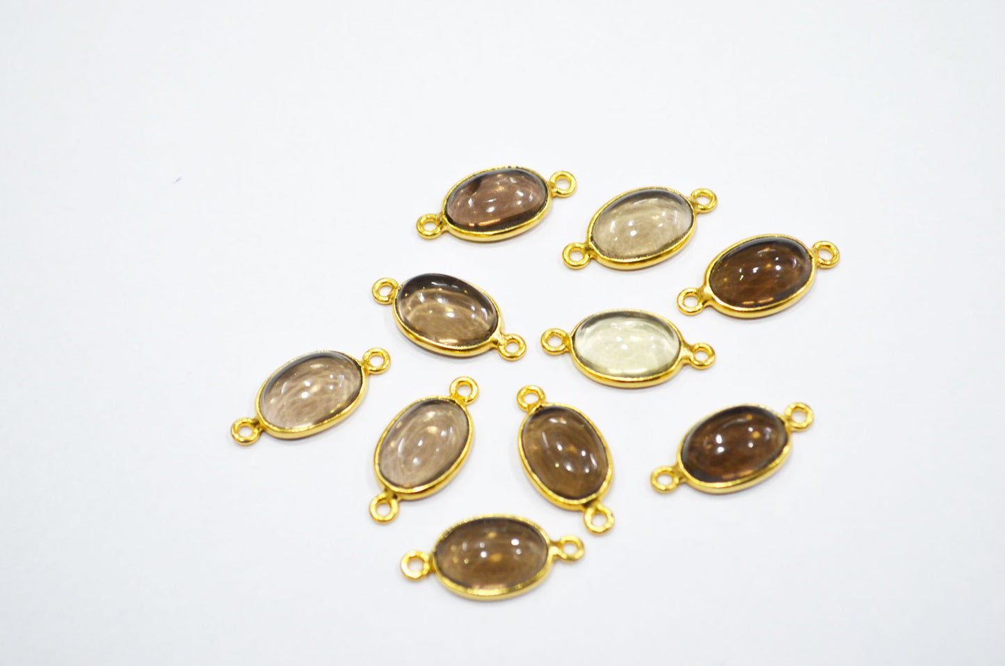 Smoky Smooth Oval Shape Single And Double Bail Connector , Sold By Piece , 10x14 mm , RB-6228
