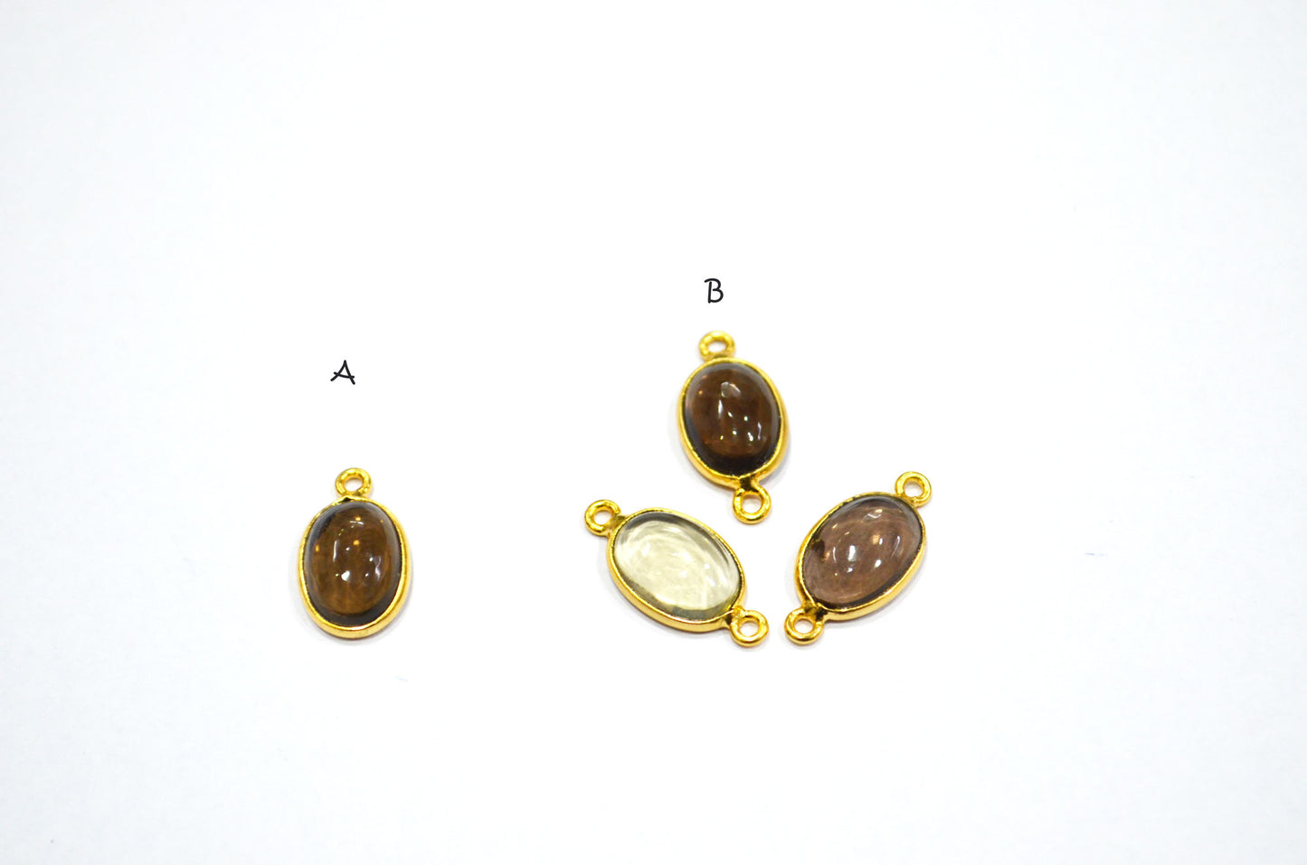 Smoky Smooth Oval Shape Single And Double Bail Connector , Sold By Piece , 10x14 mm , RB-6228
