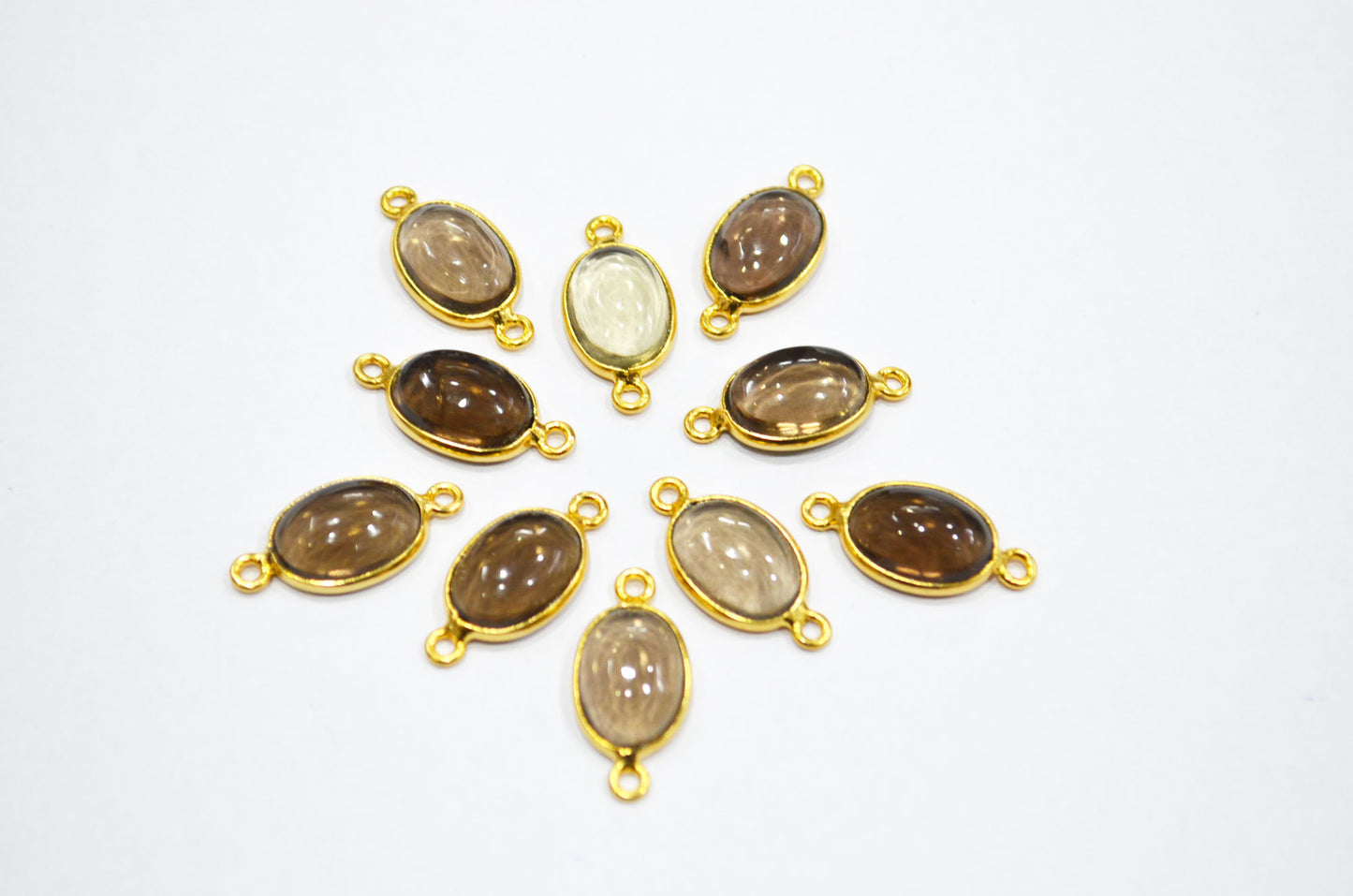 Smoky Smooth Oval Shape Single And Double Bail Connector , Sold By Piece , 10x14 mm , RB-6228