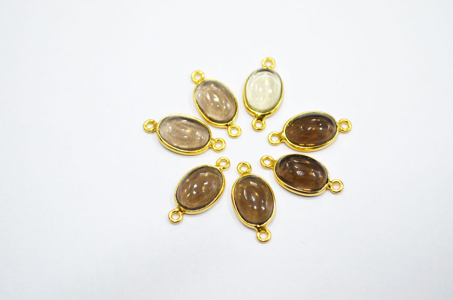 Smoky Smooth Oval Shape Single And Double Bail Connector , Sold By Piece , 10x14 mm , RB-6228