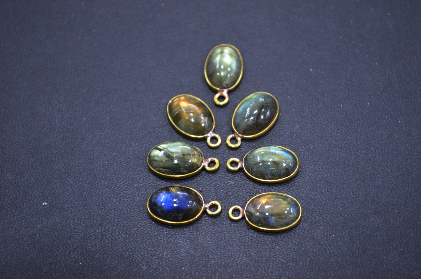Labradorite Smooth Oval Shape Single And Double Bail Connector , Sold By Piece , 10x14 mm , RB-6230