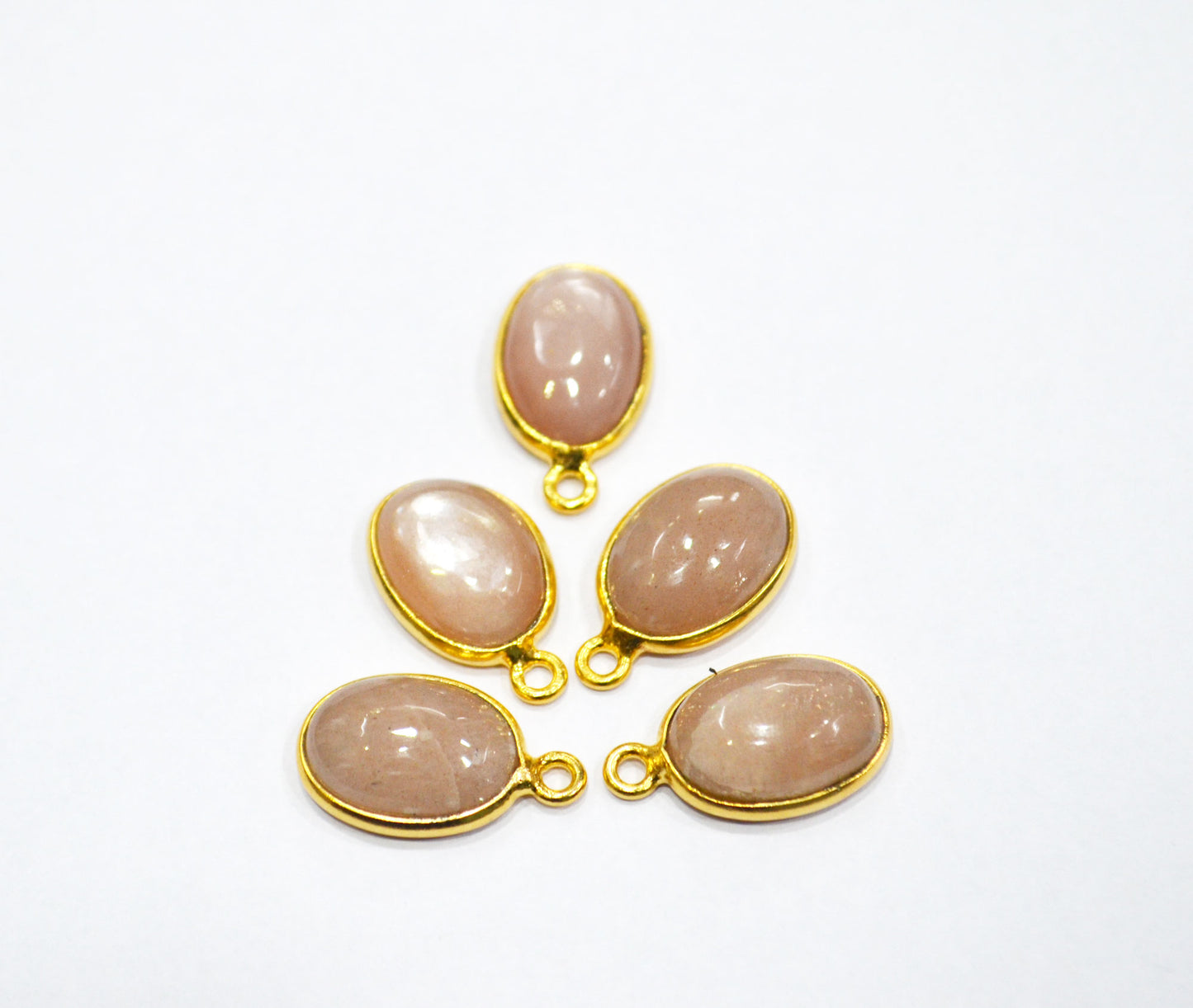 Peach Moonstone Smooth Oval Shape Single And Double Bail Connector , Sold By Piece , 10x14 mm , RB-6231