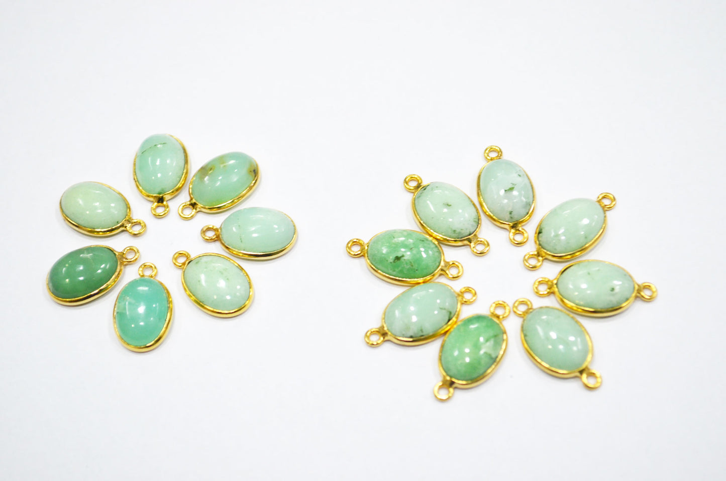 Australian Chrysoprase Smooth Oval Shape Single And Double Bail Connector , Sold By Piece , 10x14 mm , RB-6232