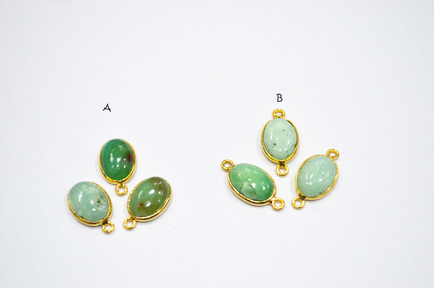 Australian Chrysoprase Smooth Oval Shape Single And Double Bail Connector , Sold By Piece , 10x14 mm , RB-6232