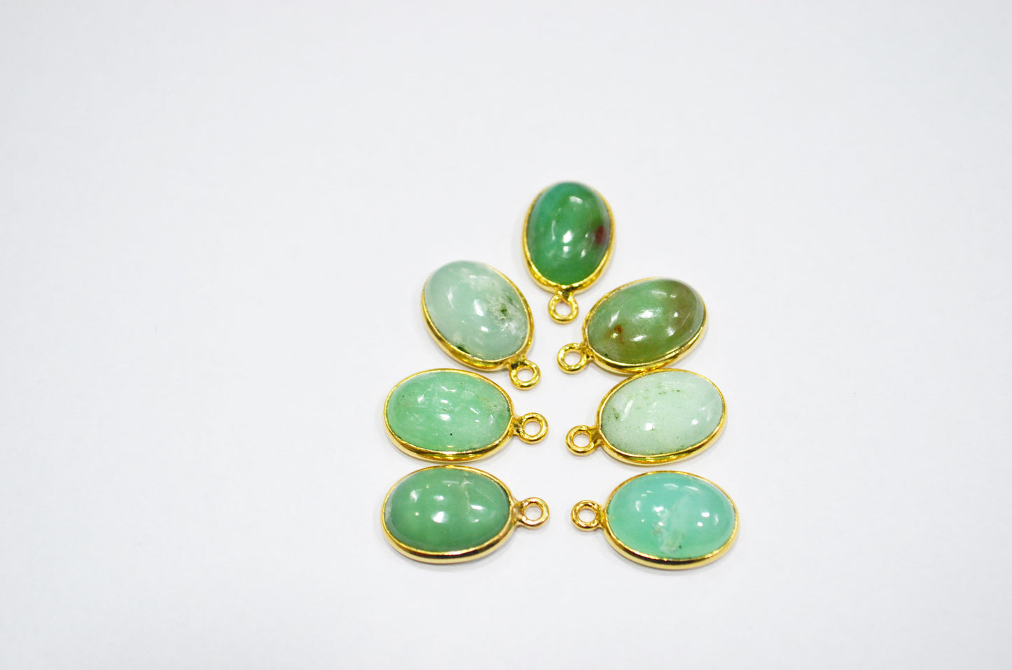 Australian Chrysoprase Smooth Oval Shape Single And Double Bail Connector , Sold By Piece , 10x14 mm , RB-6232