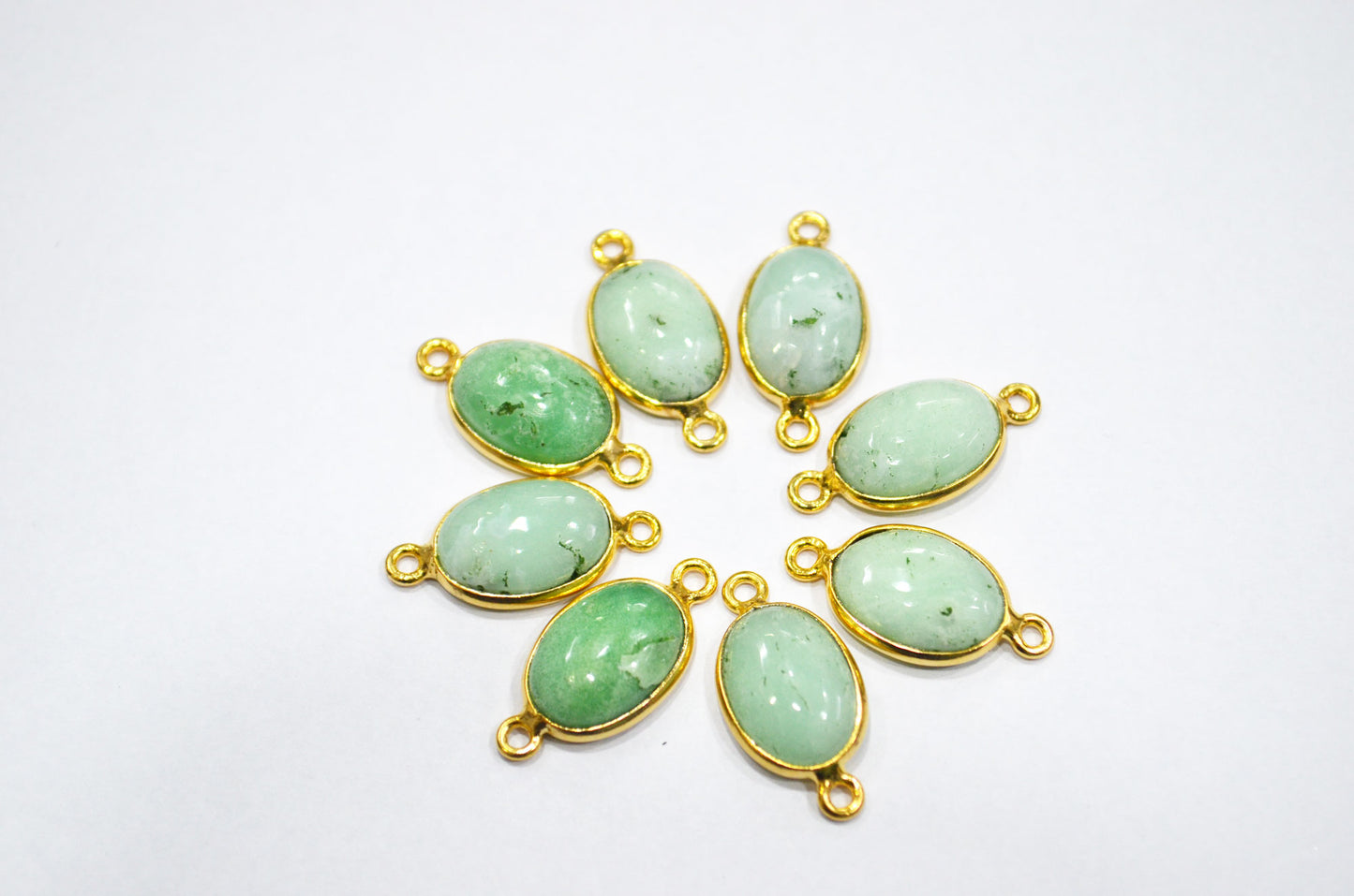 Australian Chrysoprase Smooth Oval Shape Single And Double Bail Connector , Sold By Piece , 10x14 mm , RB-6232