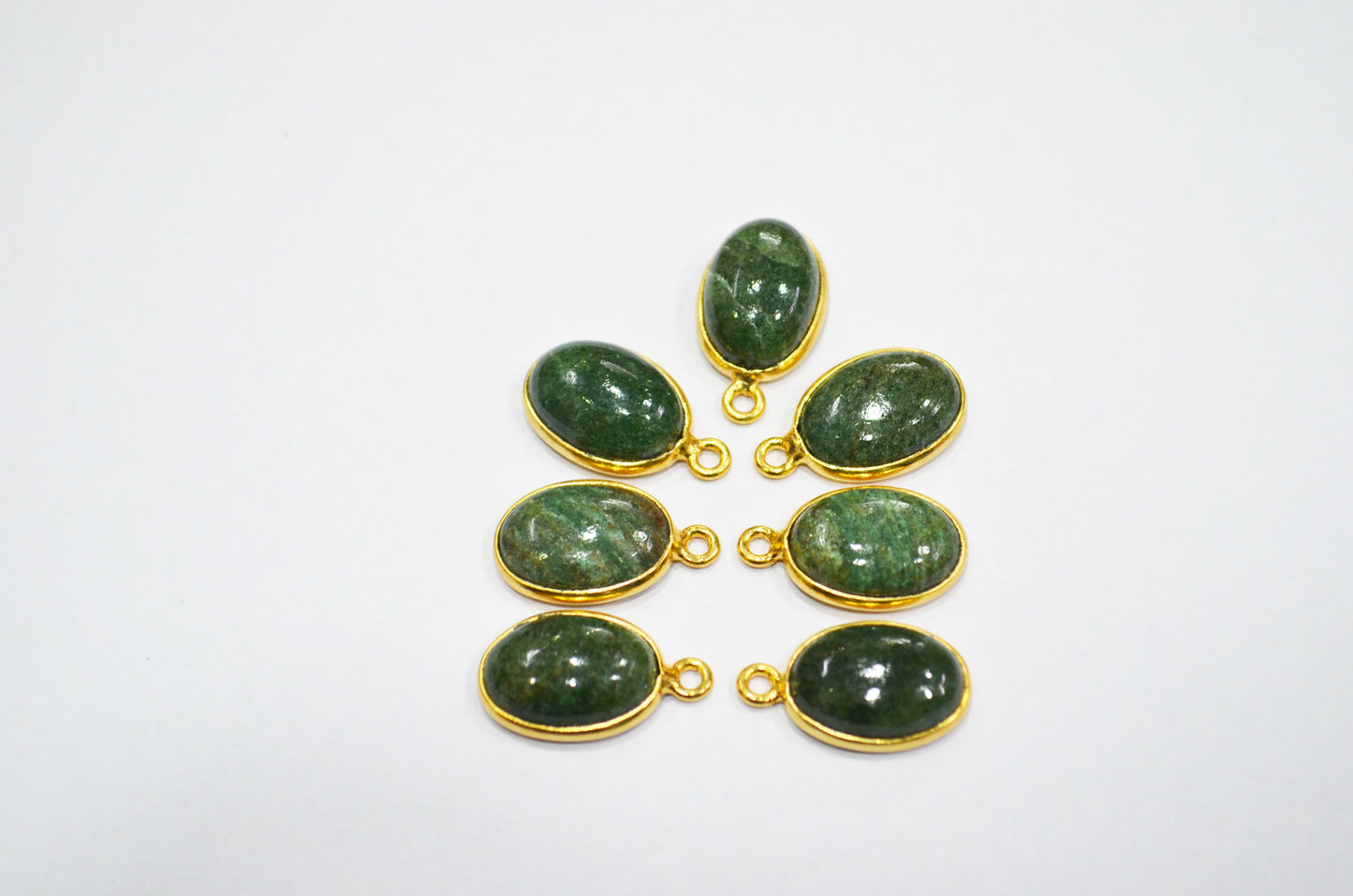 Russian Green Aventurine Smooth Oval Shape Single And Double Bail Connector , Sold By Piece , 10x14 mm , RB-6233