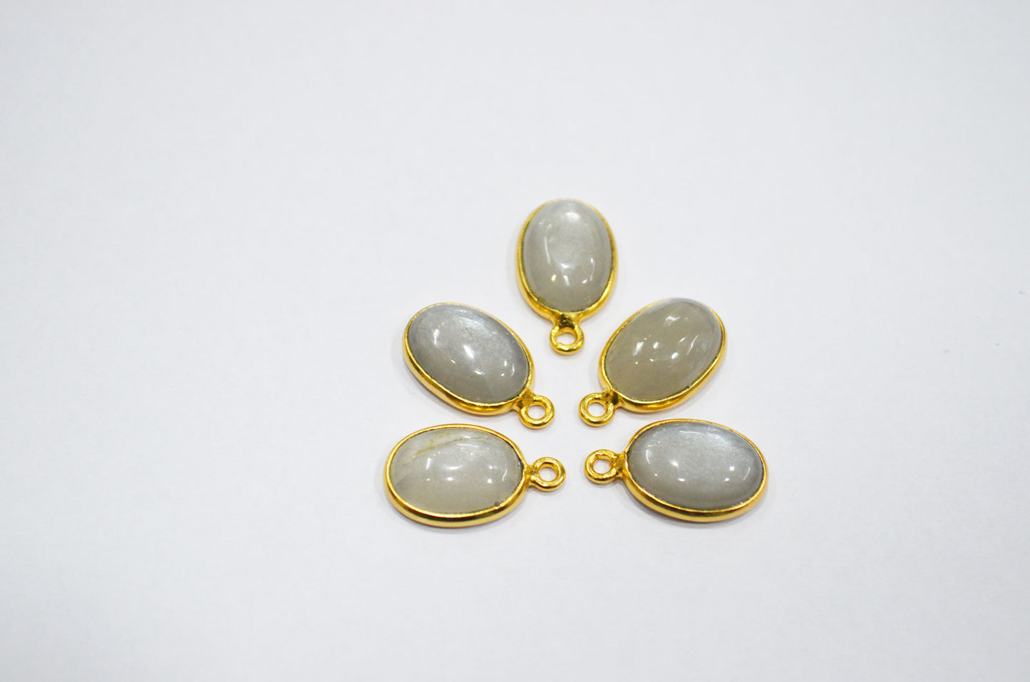 Gray Moonstone Smooth Oval Shape Single And Double Bail Connector , Sold By Piece , 10x14 mm , RB-6234
