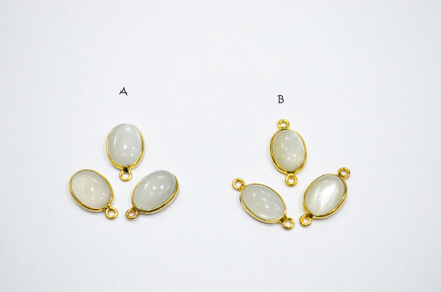 Ceylon Moonstone Smooth Oval Shape Single And Double Bail Connector , Sold By Piece , 10x14 mm , RB-6235