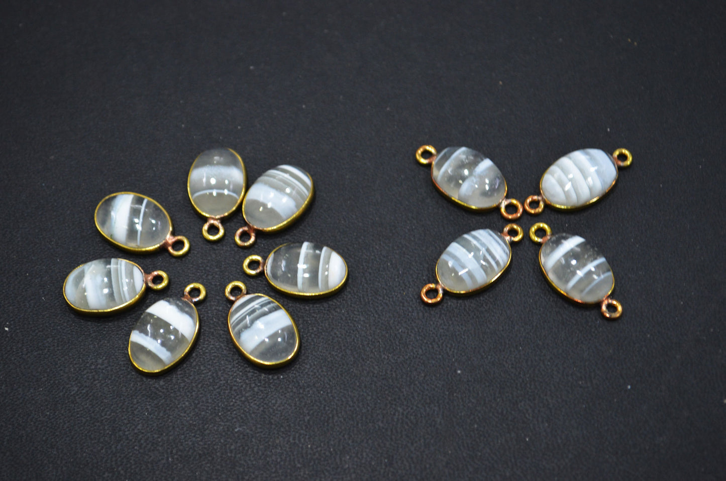 Lace Opal Smooth Oval Shape Single And Double Bail Connector , Sold By Piece , 10x14 mm , RB-6236