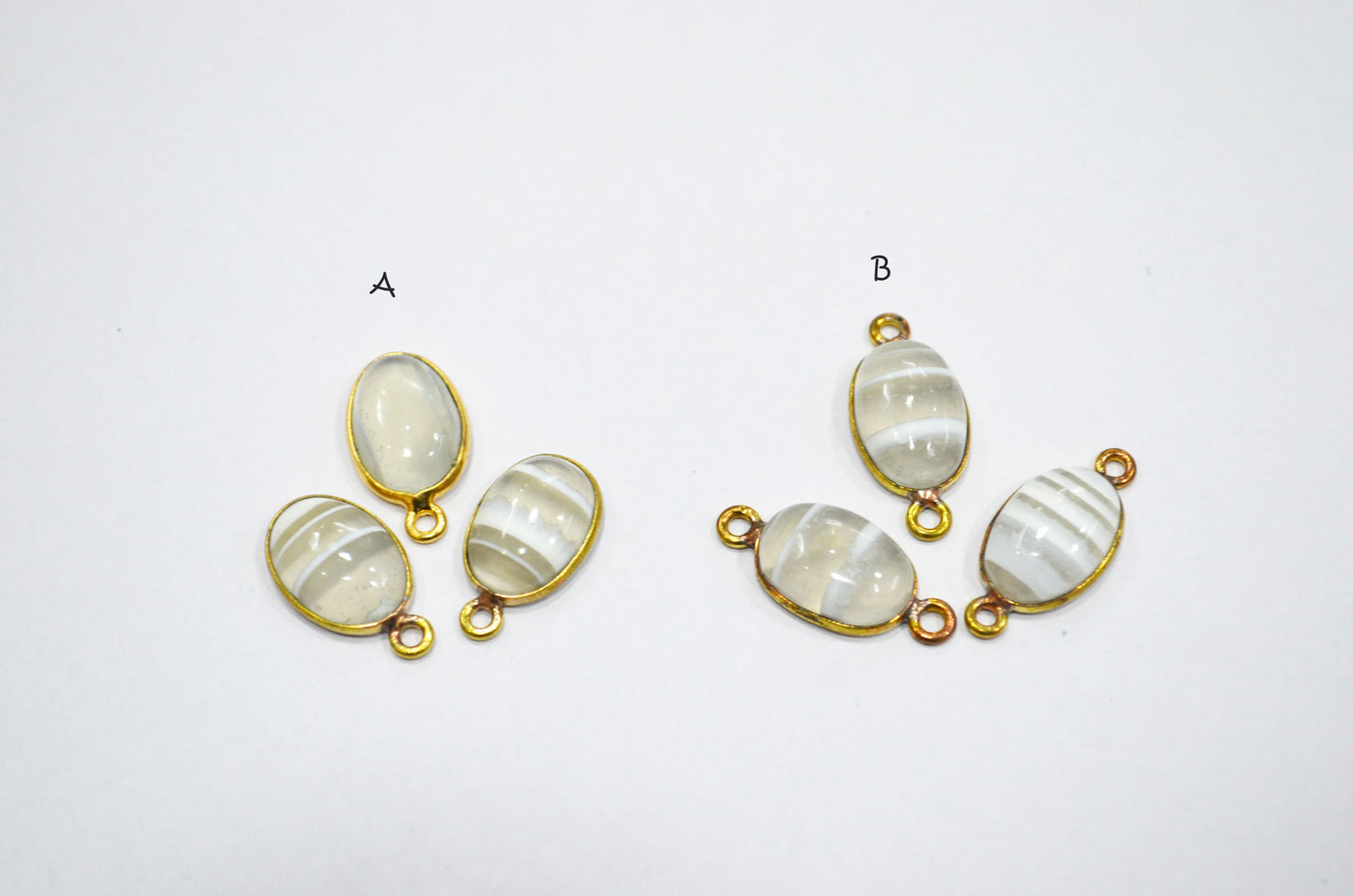 Lace Opal Smooth Oval Shape Single And Double Bail Connector , Sold By Piece , 10x14 mm , RB-6236