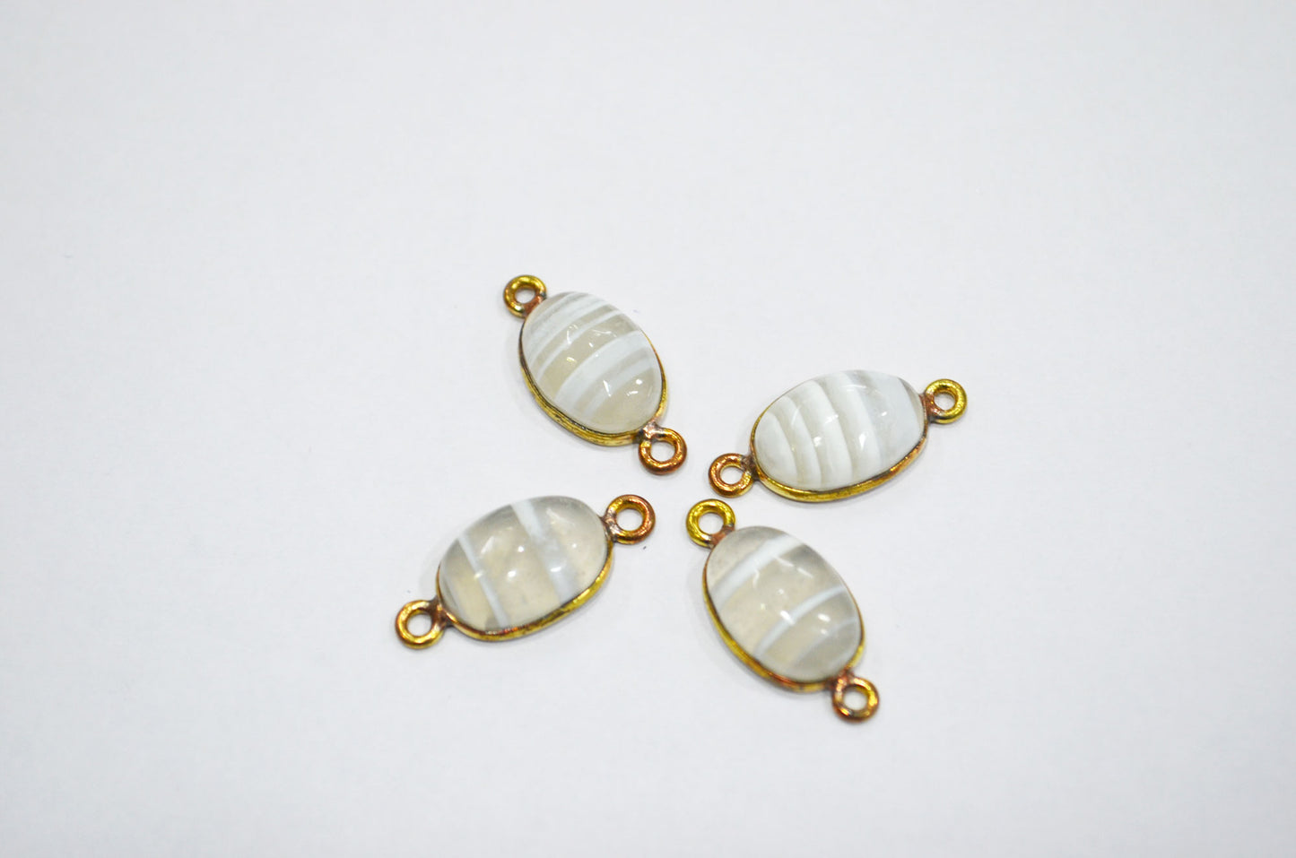 Lace Opal Smooth Oval Shape Single And Double Bail Connector , Sold By Piece , 10x14 mm , RB-6236