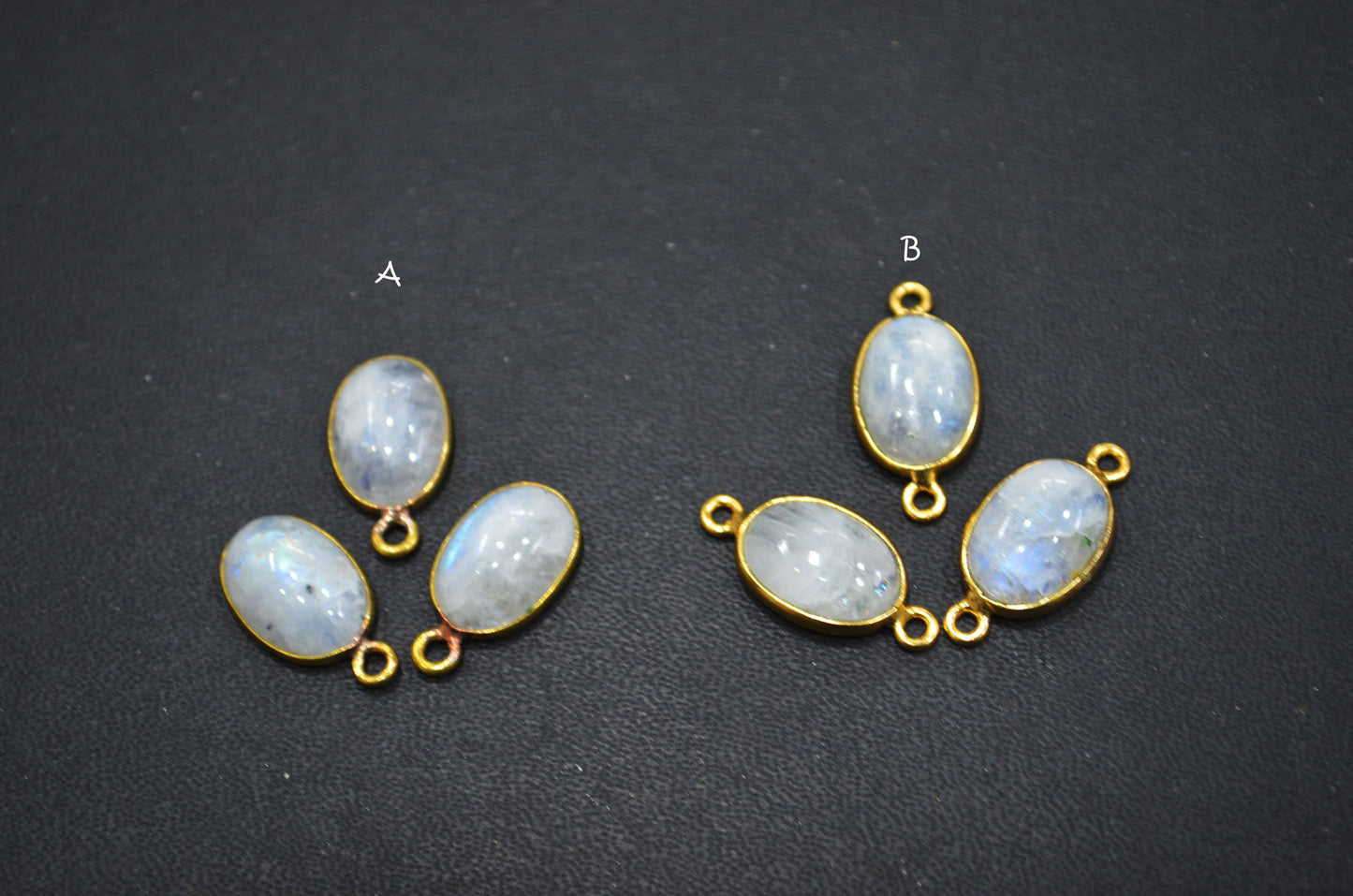 Rainbow Moonstone Smooth Oval Shape Single And Double Bail Connector , Sold By Piece , 10x14 mm , RB-6237