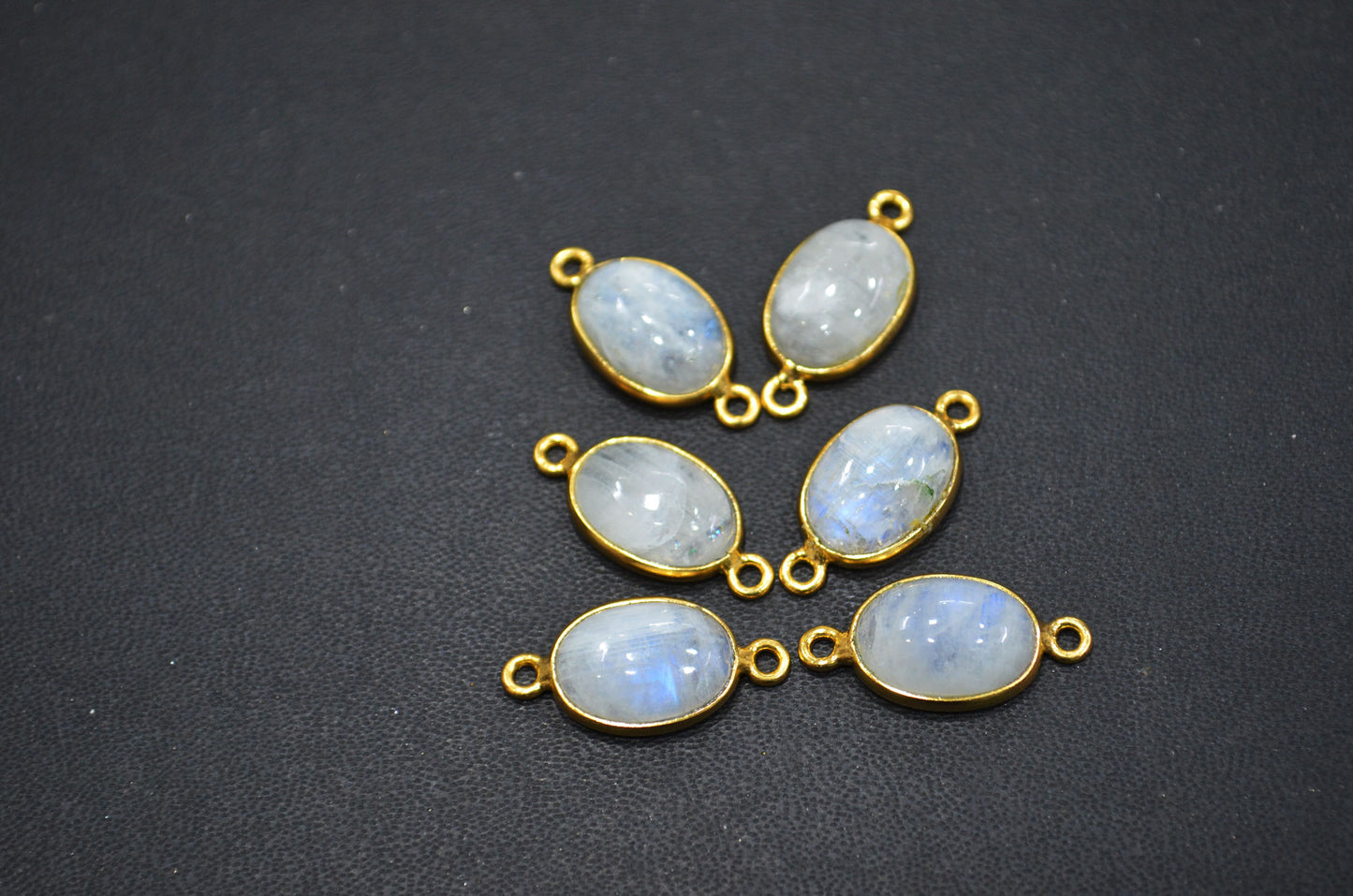 Rainbow Moonstone Smooth Oval Shape Single And Double Bail Connector , Sold By Piece , 10x14 mm , RB-6237