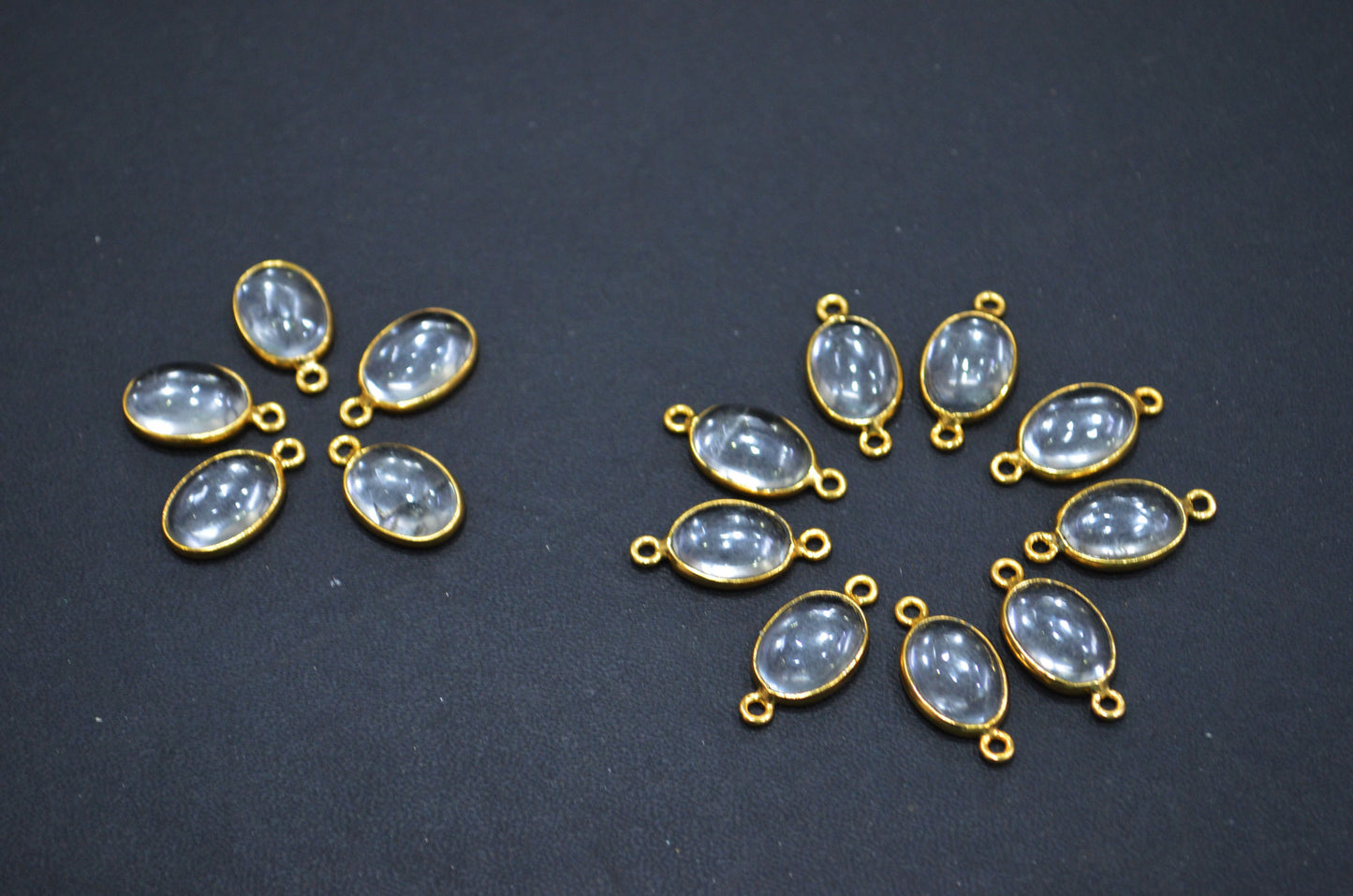 Crystal Smooth Oval Shape Single And Double Bail Connector , Sold By Piece , 10x14 mm , RB-6238