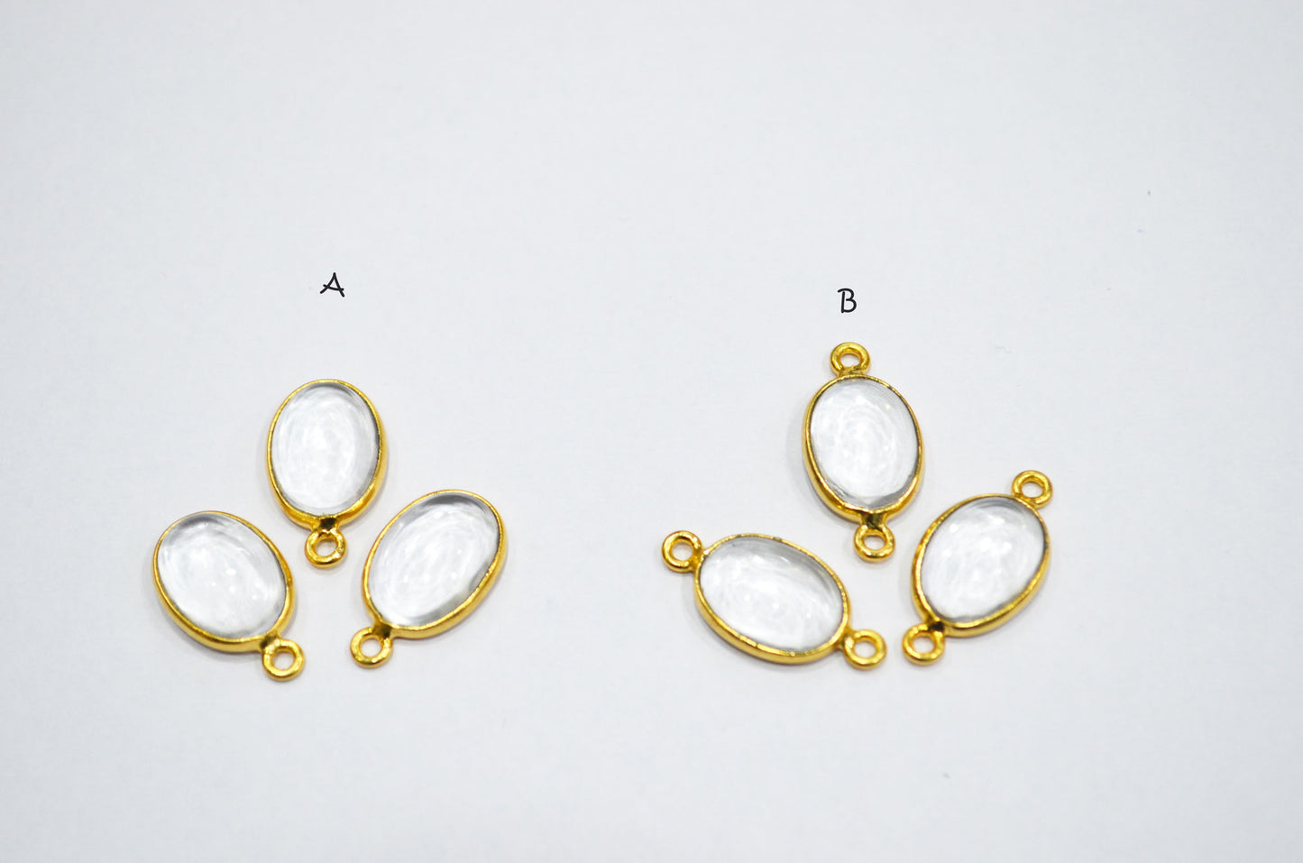 Crystal Smooth Oval Shape Single And Double Bail Connector , Sold By Piece , 10x14 mm , RB-6238