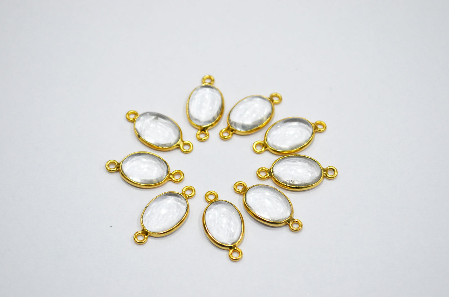 Crystal Smooth Oval Shape Single And Double Bail Connector , Sold By Piece , 10x14 mm , RB-6238