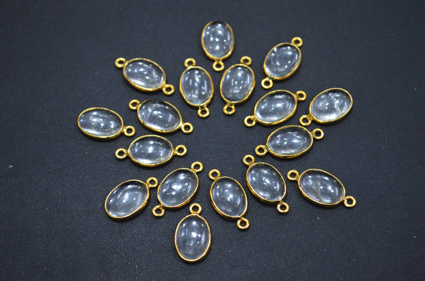 Crystal Smooth Oval Shape Single And Double Bail Connector , Sold By Piece , 10x14 mm , RB-6238