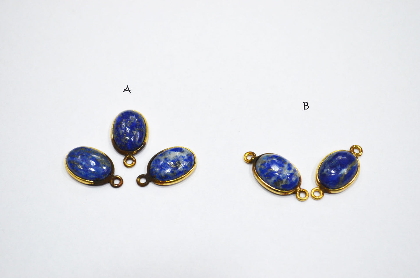 Lapis Lazuli Smooth Oval Shape Single And Double Bail Connector , Sold By Piece , 10x14 mm , RB-6239
