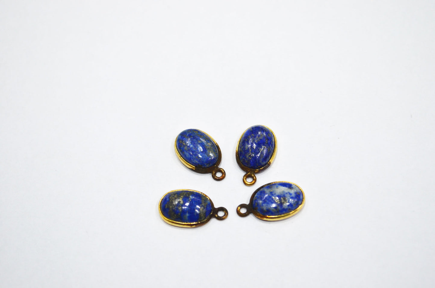 Lapis Lazuli Smooth Oval Shape Single And Double Bail Connector , Sold By Piece , 10x14 mm , RB-6239