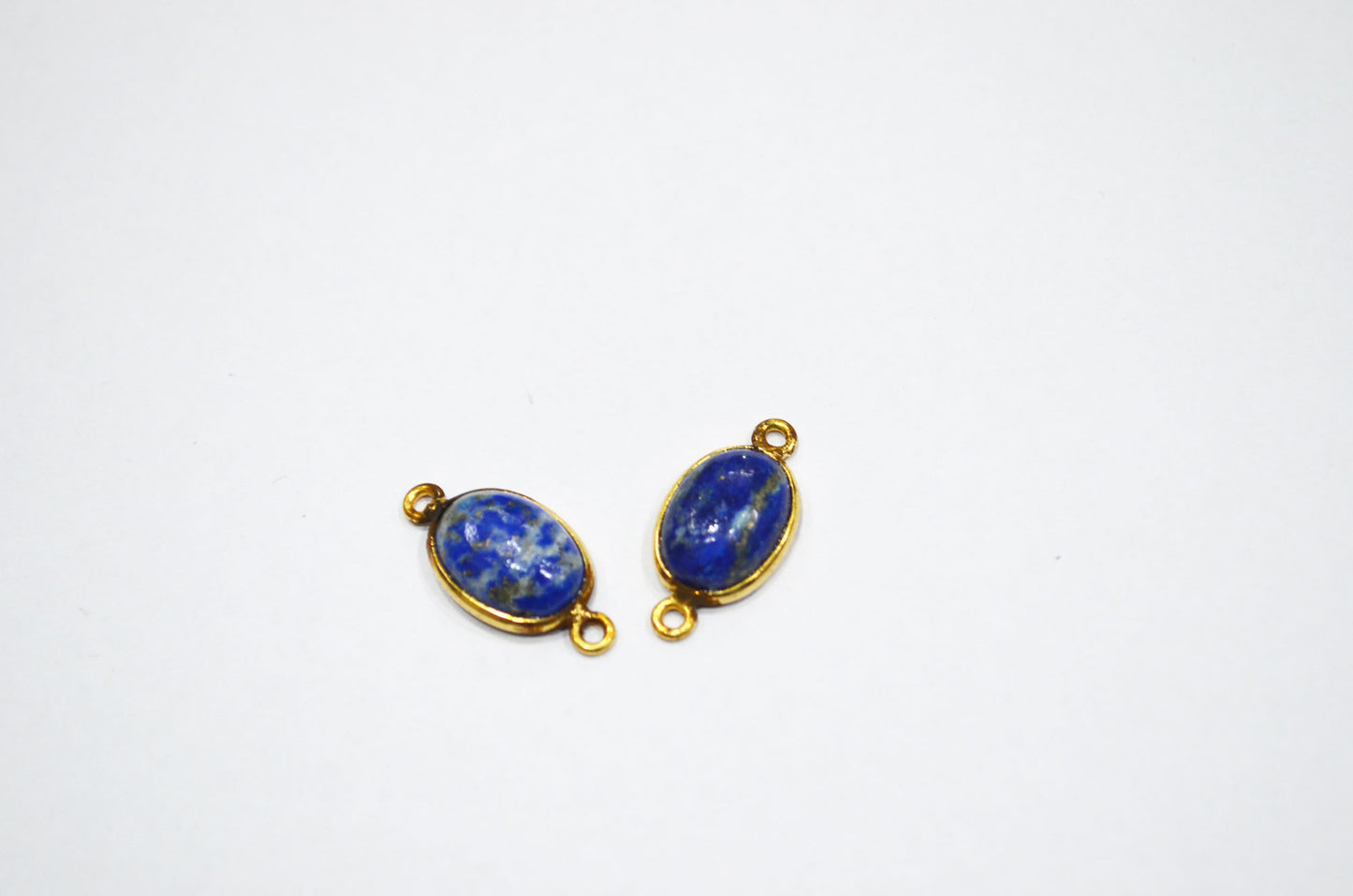Lapis Lazuli Smooth Oval Shape Single And Double Bail Connector , Sold By Piece , 10x14 mm , RB-6239