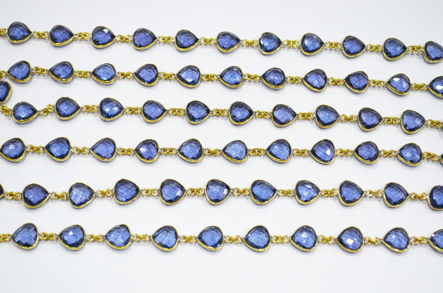 Multi Hydro Quartz Heart Shape (Glass) Connector Chain , Sold By Foot , 11x11 mm , RB-6279