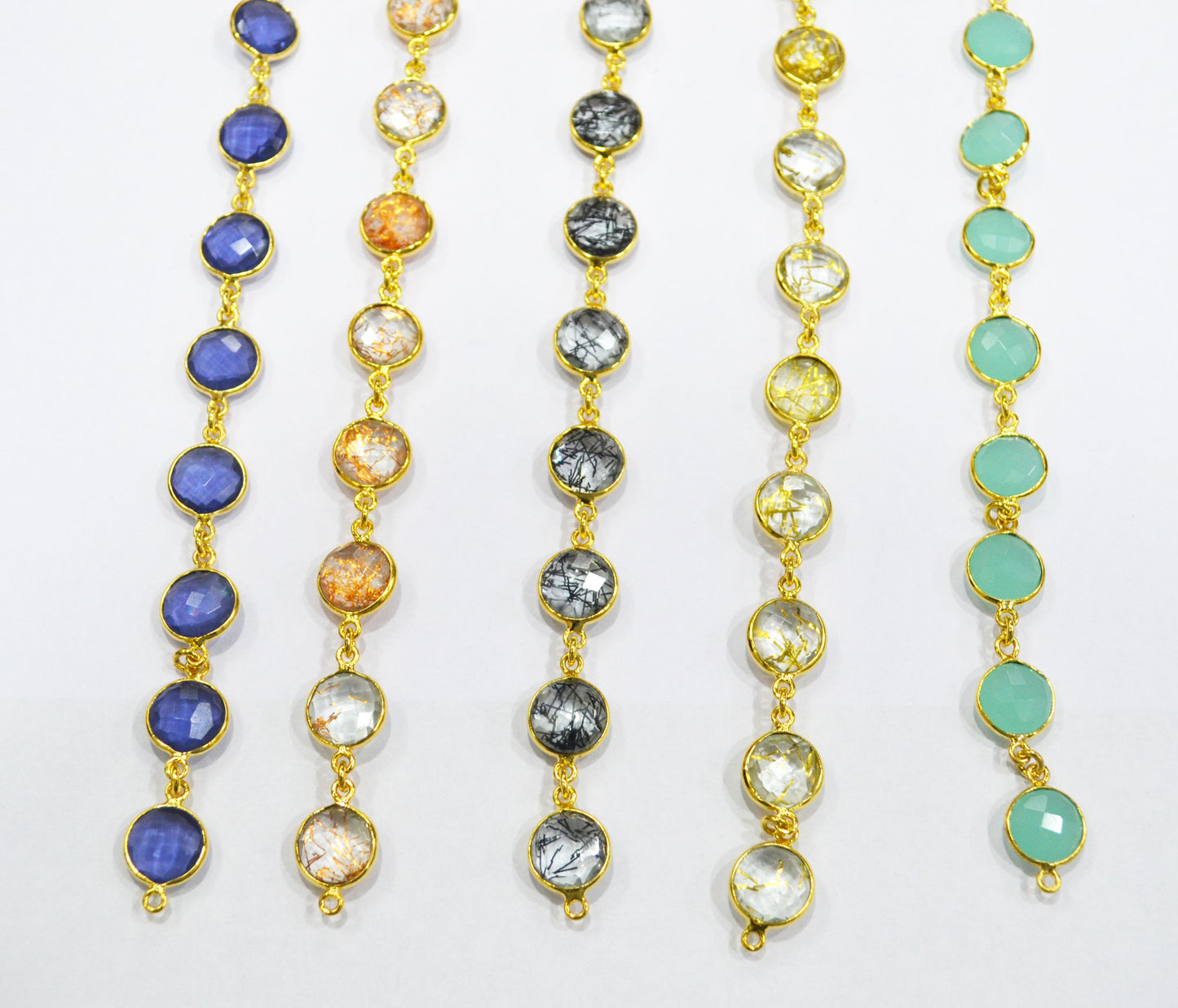 Multi Hydro Quartz Coin Shape (Glass) Connector Chain , Sold By Foot , 11 mm , 6282