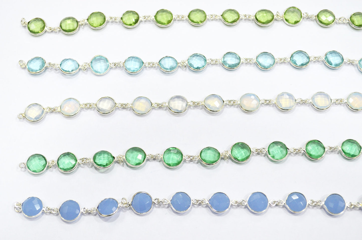 Multi Hydro Quartz Coin Shape (Glass) Connector Chain , Sold By Foot , 11 mm , 6282