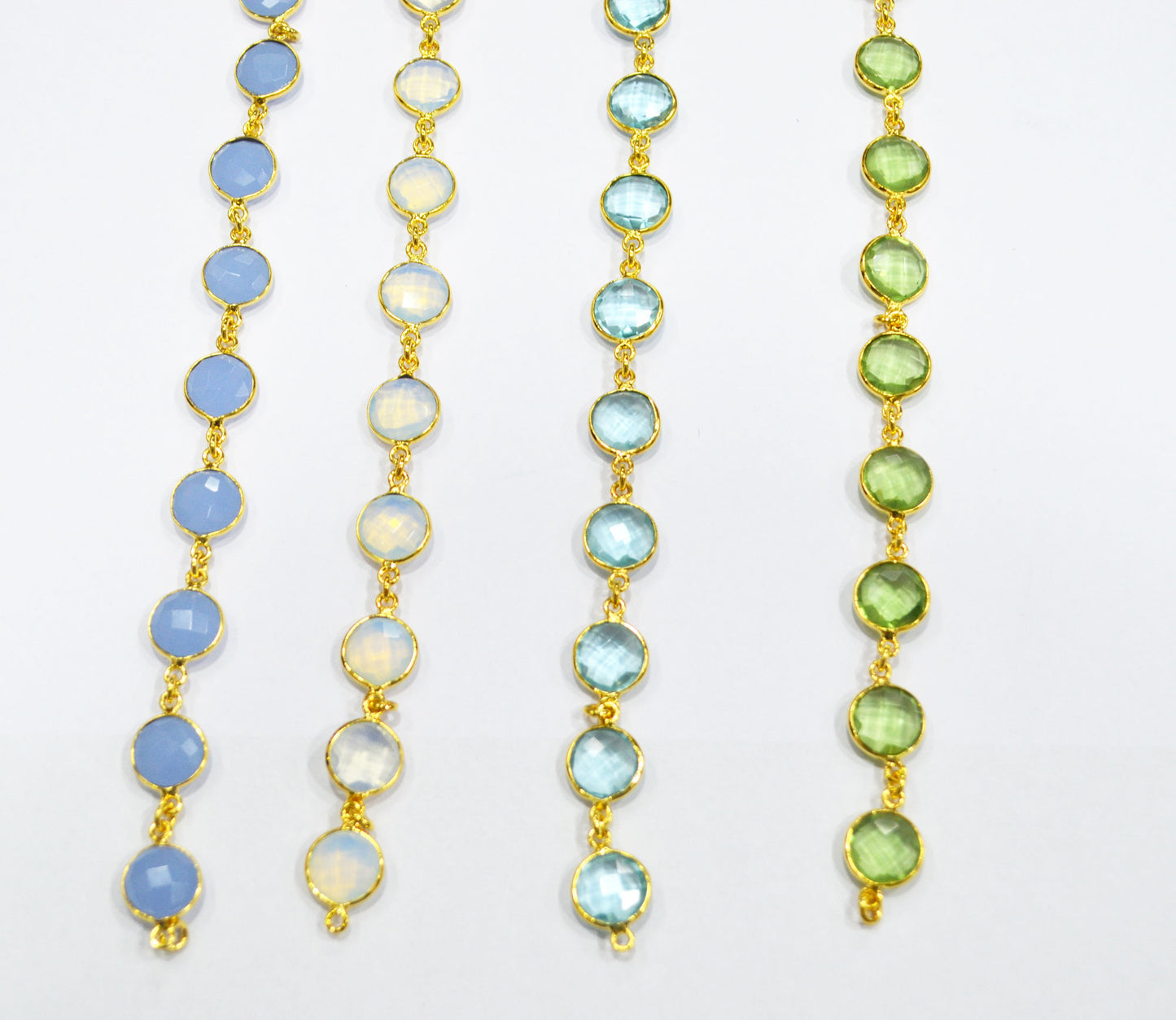 Multi Hydro Quartz Coin Shape (Glass) Connector Chain , Sold By Foot , 11 mm , 6282