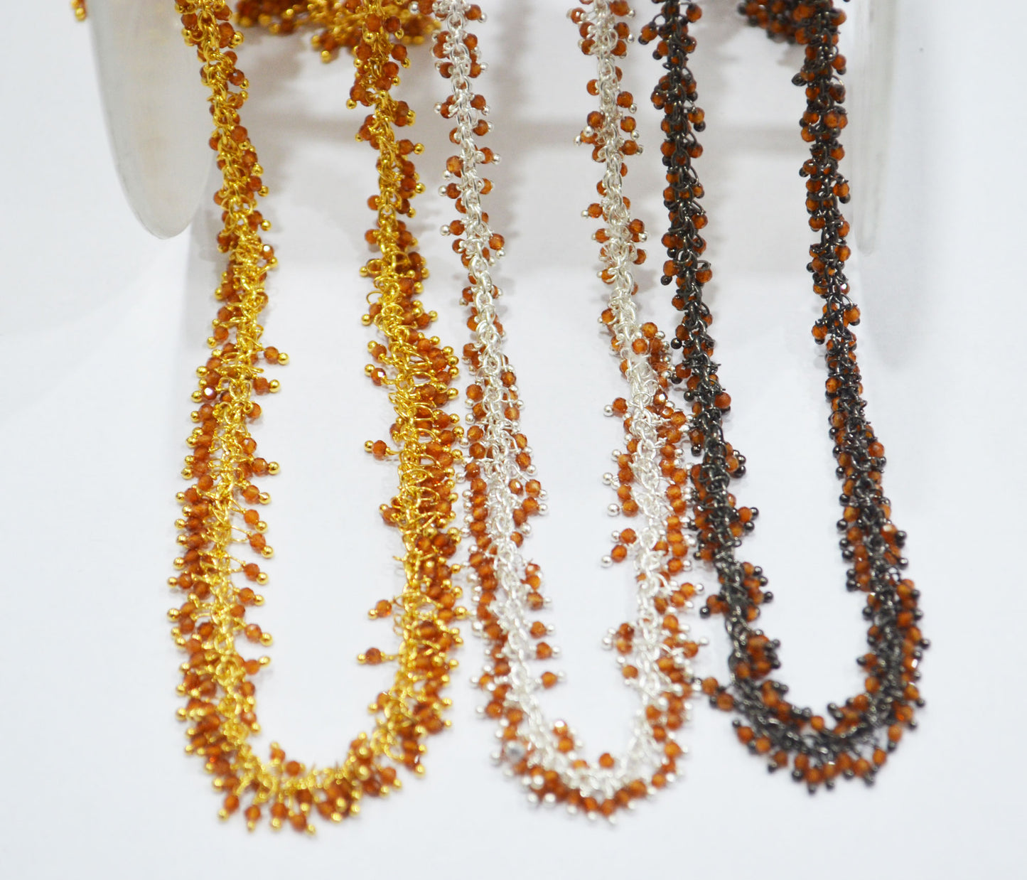 Hessonite Faceted Rondelle Shape Grape Chain , 2 mm , RB-6286