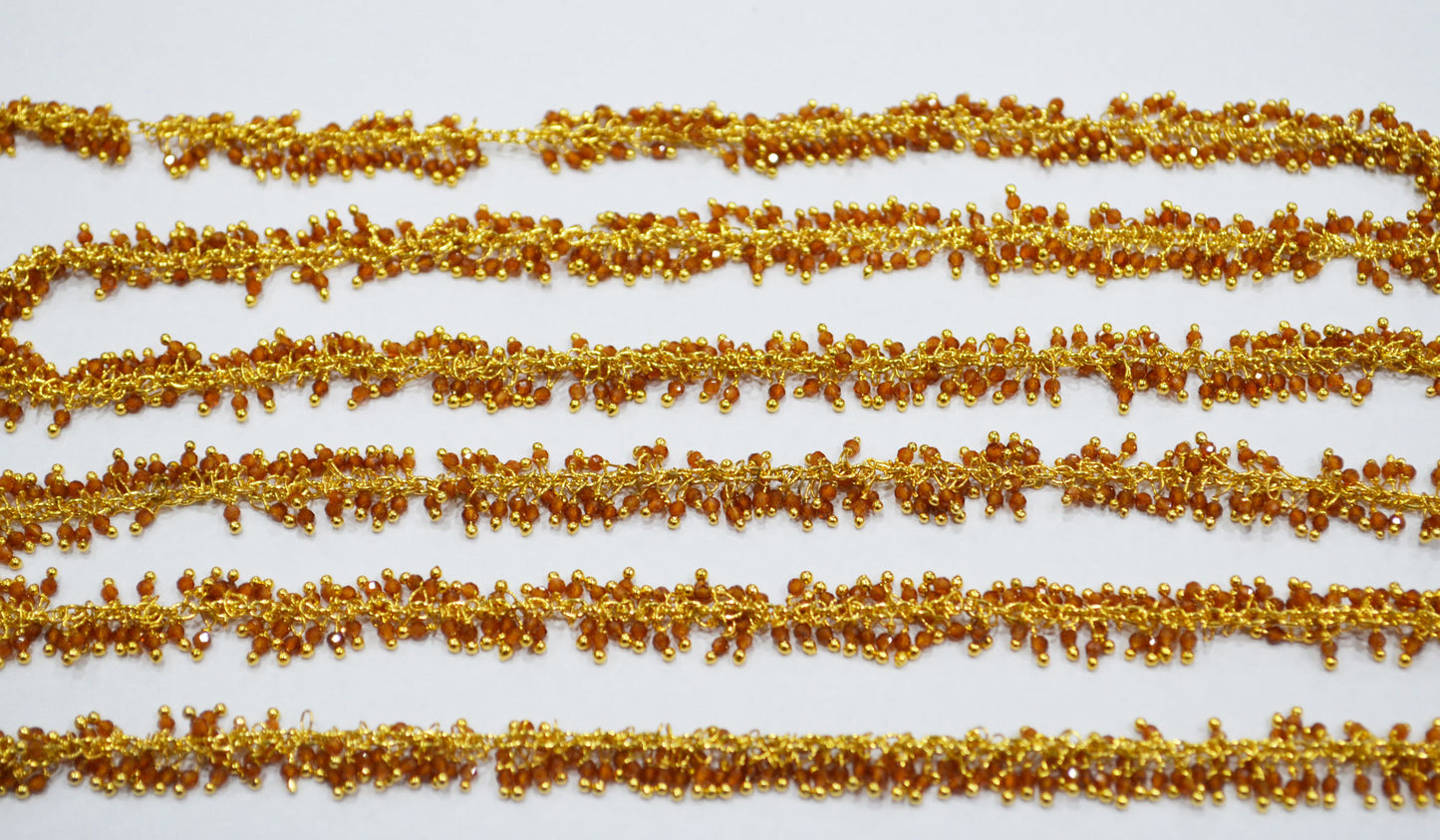 Hessonite Faceted Rondelle Shape Grape Chain , 2 mm , RB-6286