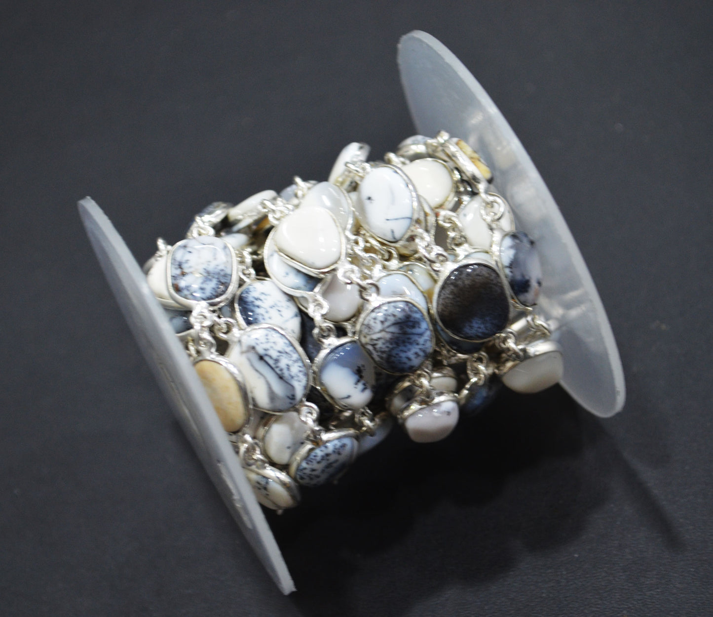 Dendrite Opal Smooth Slice Shape Connector Chain , 9 - 13 mm , RB-6287