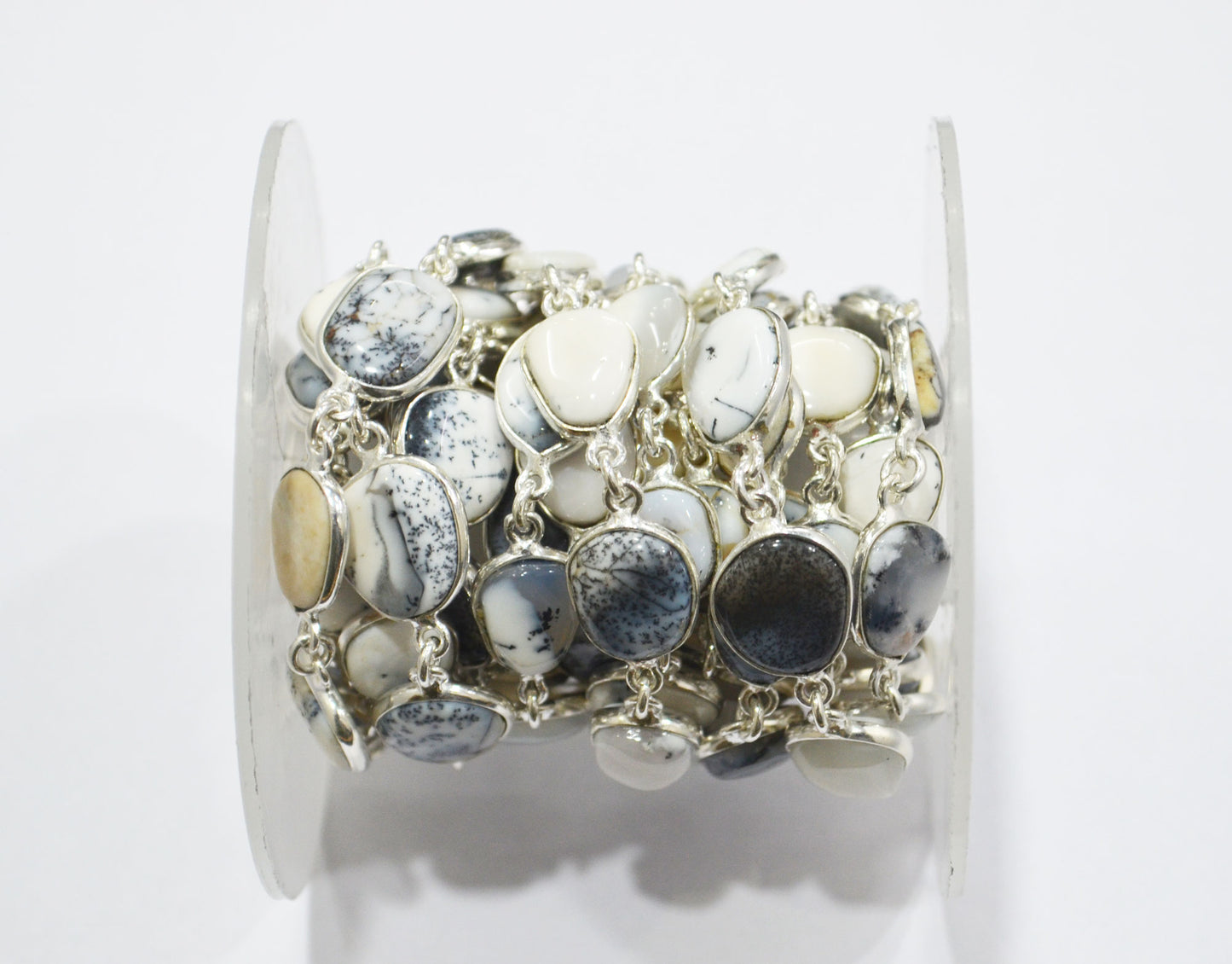 Dendrite Opal Smooth Slice Shape Connector Chain , 9 - 13 mm , RB-6287