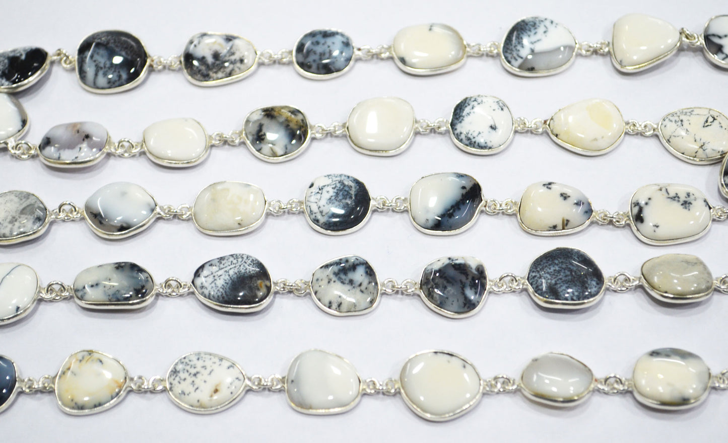 Dendrite Opal Smooth Slice Shape Connector Chain , 13 - 17 mm , RB-6288