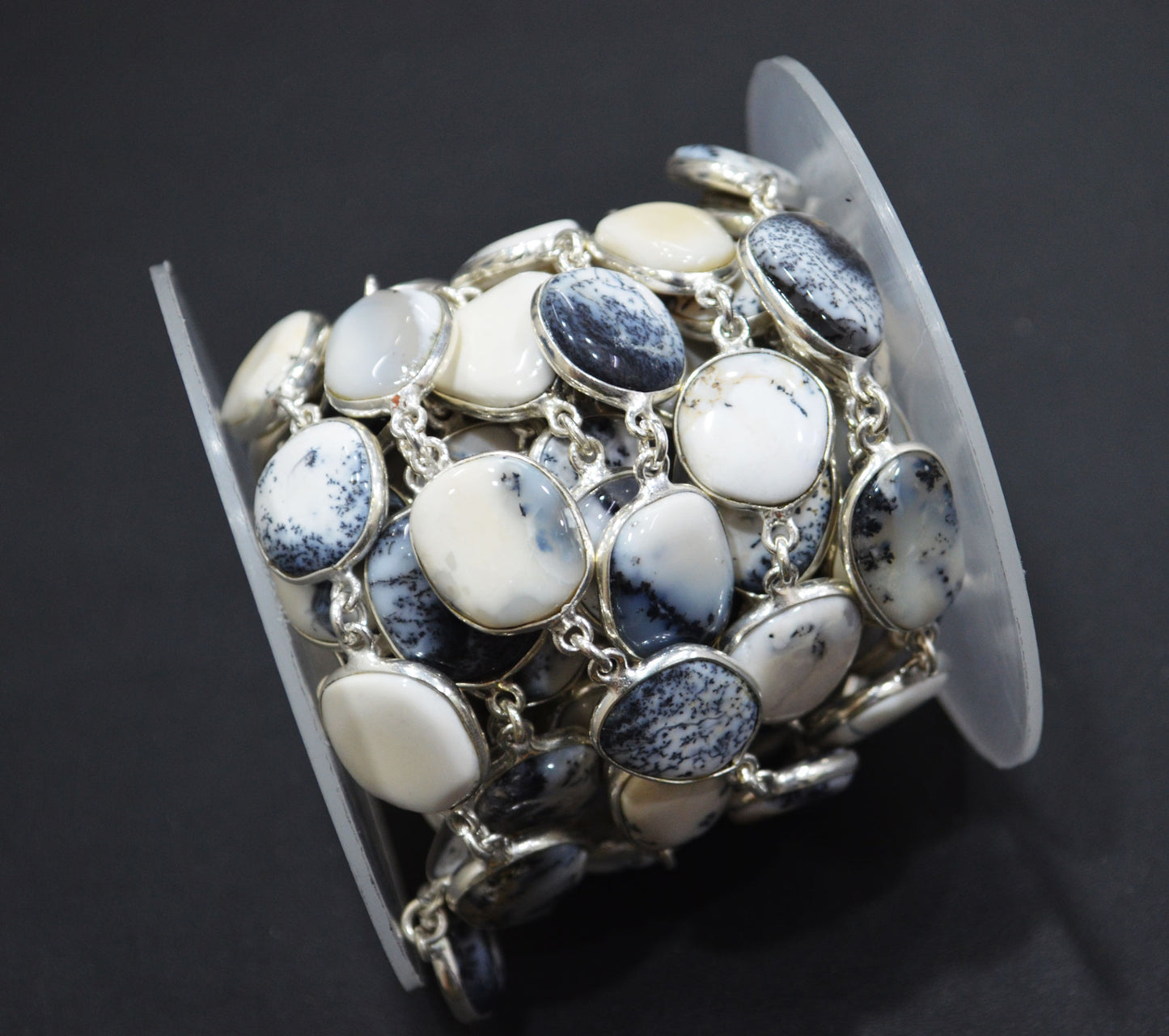 Dendrite Opal Smooth Slice Shape Connector Chain , 13 - 17 mm , RB-6288