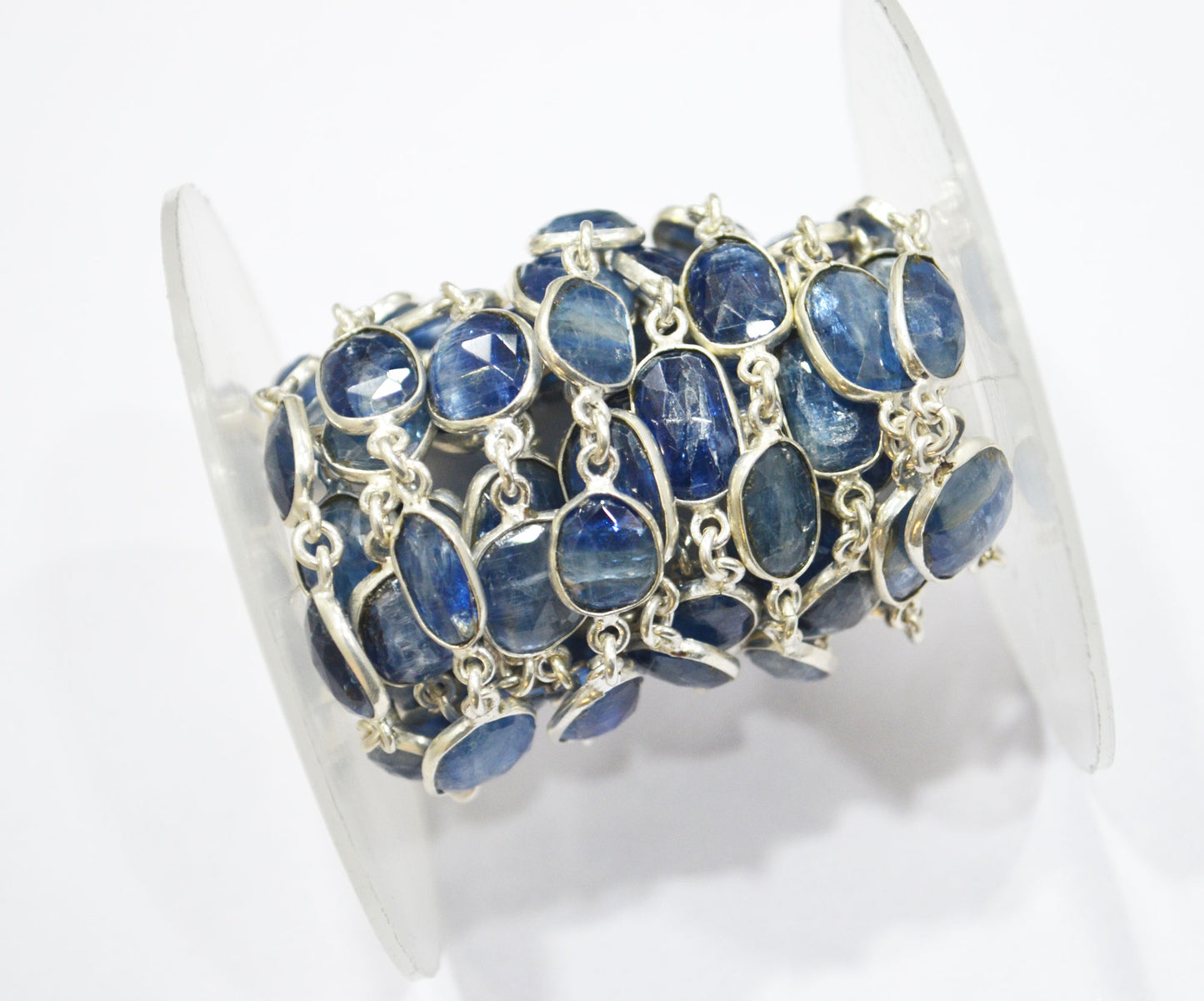 Natural Himalayan Blue Kyanite Rose Cut Slice Shape Connector Chain , 9 - 15 mm , RB-6294