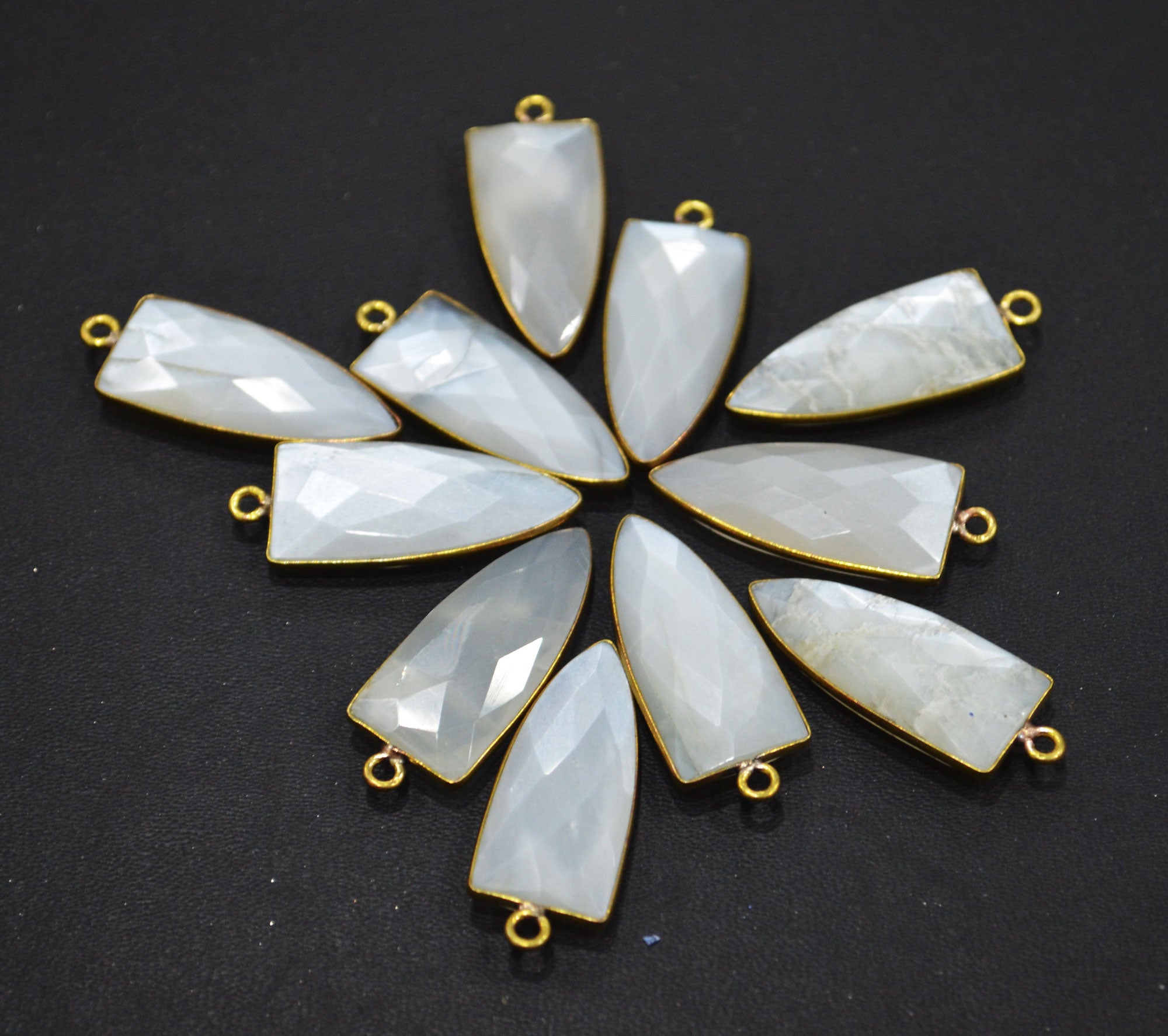 Ceylon Moonstone Faceted Arrowhead Shape Connector , Sold By Piece , 12x28 mm , RB-6302