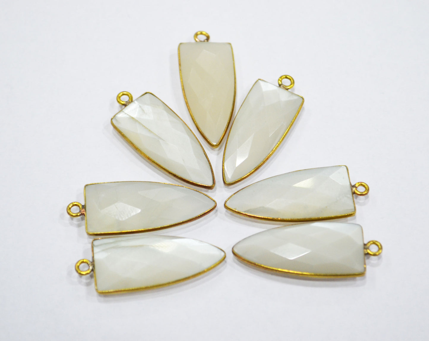 Ceylon Moonstone Faceted Arrowhead Shape Connector , Sold By Piece , 12x28 mm , RB-6302