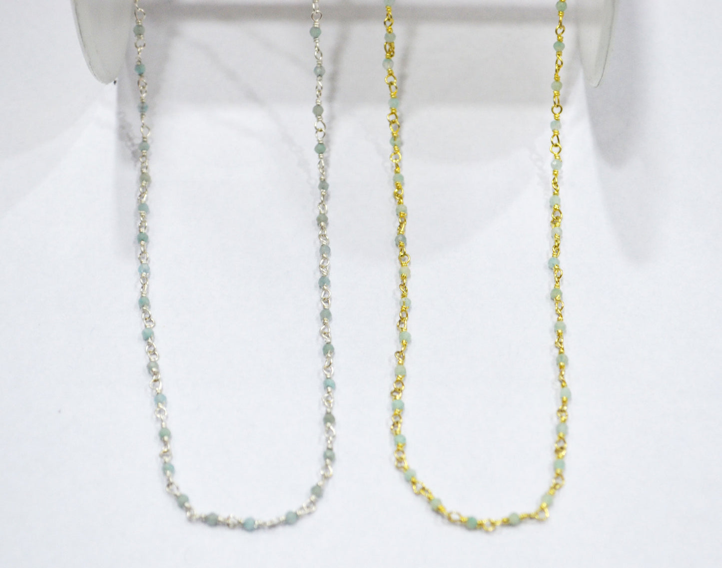 Amazonite Faceted Round Shape Rosary Beaded Chain , Sold By Foot , 2 mm , RB-6339